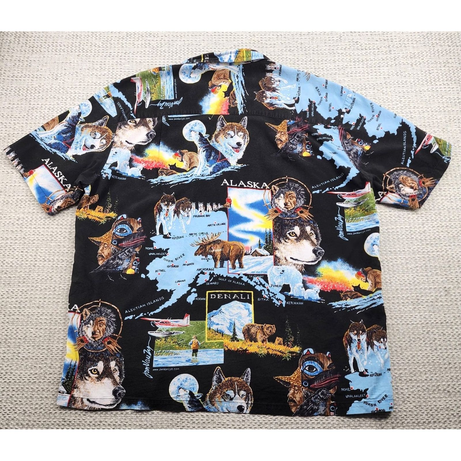 Vintage VINTAGE Banana Jack Honolulu Shirt Mens XL Alaska Map Denali Wolves Bears Jon Van Zyle Shirt Size US XL / EU 56 / 4 - 5 Thumbnail