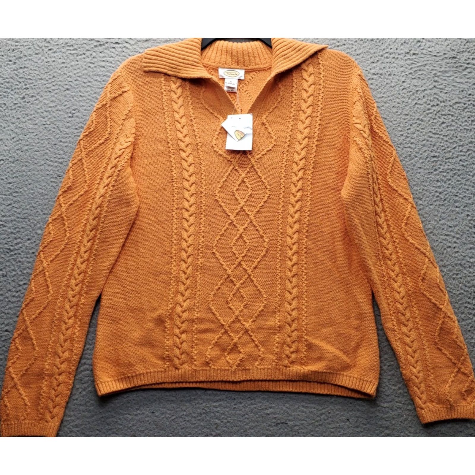 Talbots VINTAGE Talbots Sweater Womens XL Orange Cable-Knit V-Neck Pullover NOS Size XL / US 12-14 / IT 48-50 - 2 Thumbnail