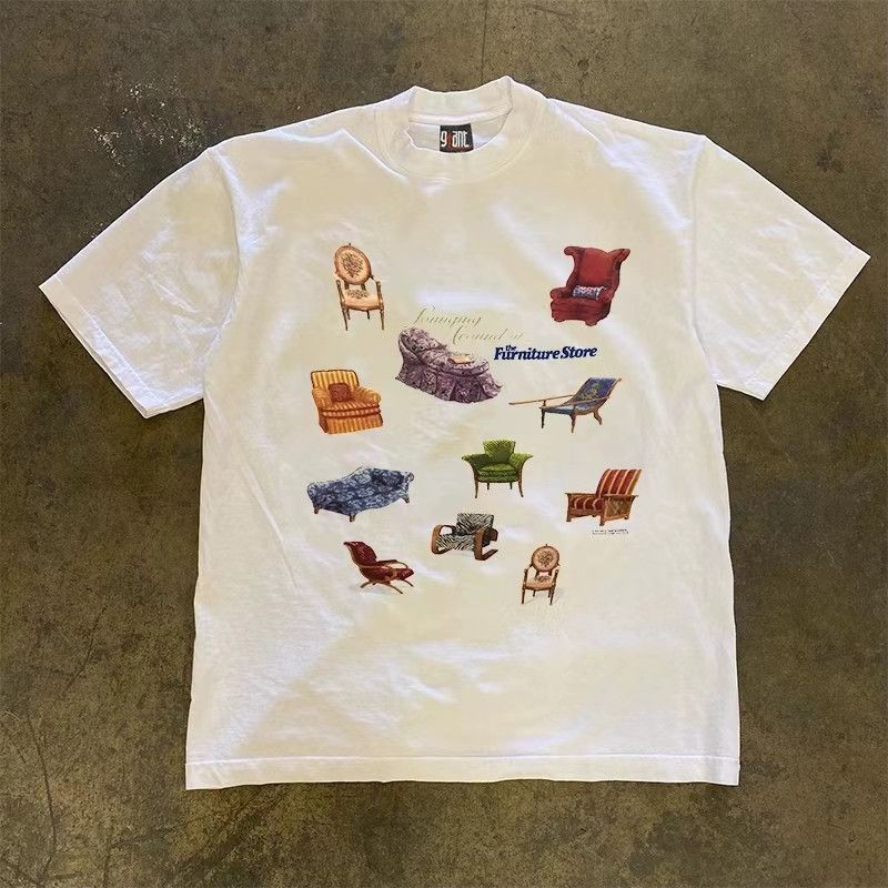 Japanese Brand × Vintage Retro chair pattern white versatile casual tee Size US L / EU 52-54 / 3 - 1 Thumbnail