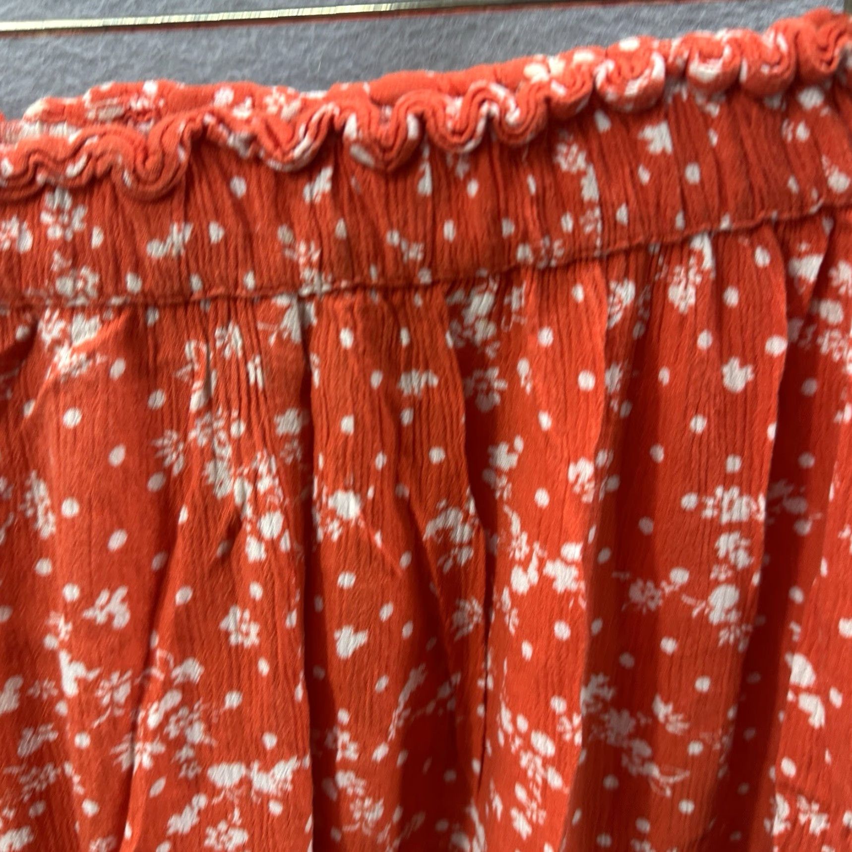 Vintage Seed Heritage Skirt Womens XL Floral Elastic Waist A-Line Long Orange 90s Bohemian Festival Vintage No? Size 40" / US 18 - 7 Thumbnail