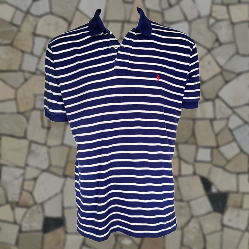 Polo Ralph Lauren Polo Ralph Lauren Polo Shirt - Blue Striped - XL - 100% Cotton - Short Sleeve - Men’s/N/A Size US XL / EU 56 / 4 - 1 Thumbnail