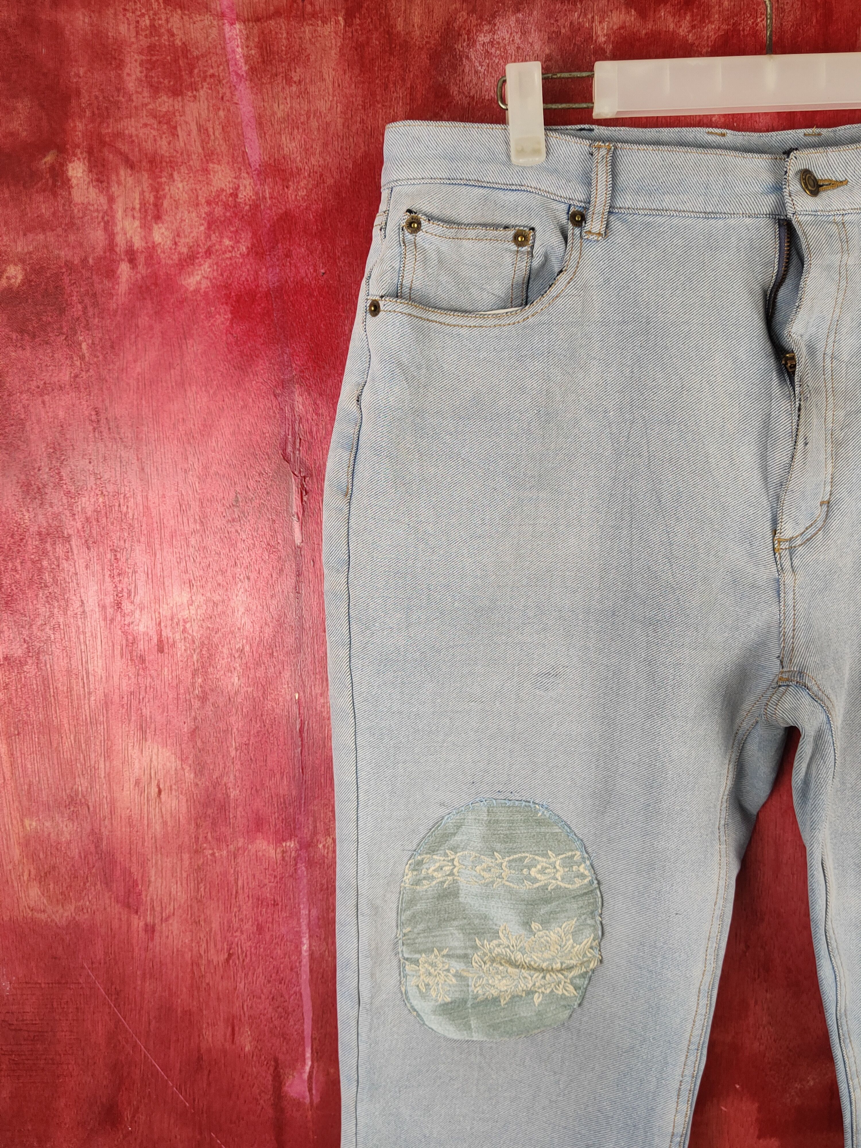 Japanese Brand Comme le vent Homme Blue Distressed Ripped Soft Jeans #S1637 Size US 35 - 3 Thumbnail