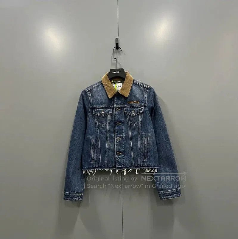 Miu Miu Miu Miu Blue Cotton Cropped Jacket . Size M / US 6-8 / IT 42-44 - 1 Thumbnail