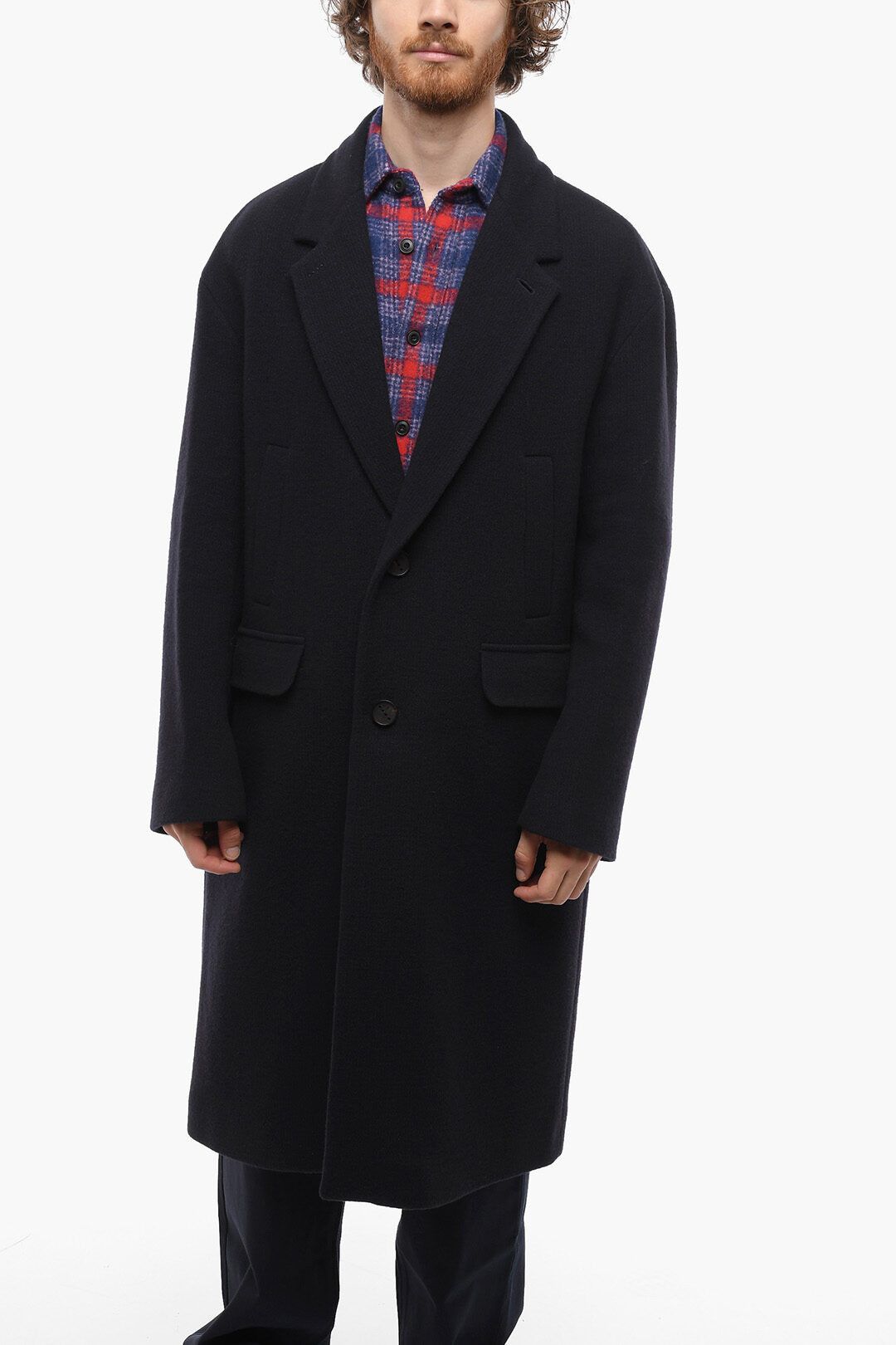 image of Hevo Og1Mm0424 Single Breasted Coat In Midnight Blue, Men's (Size Large)