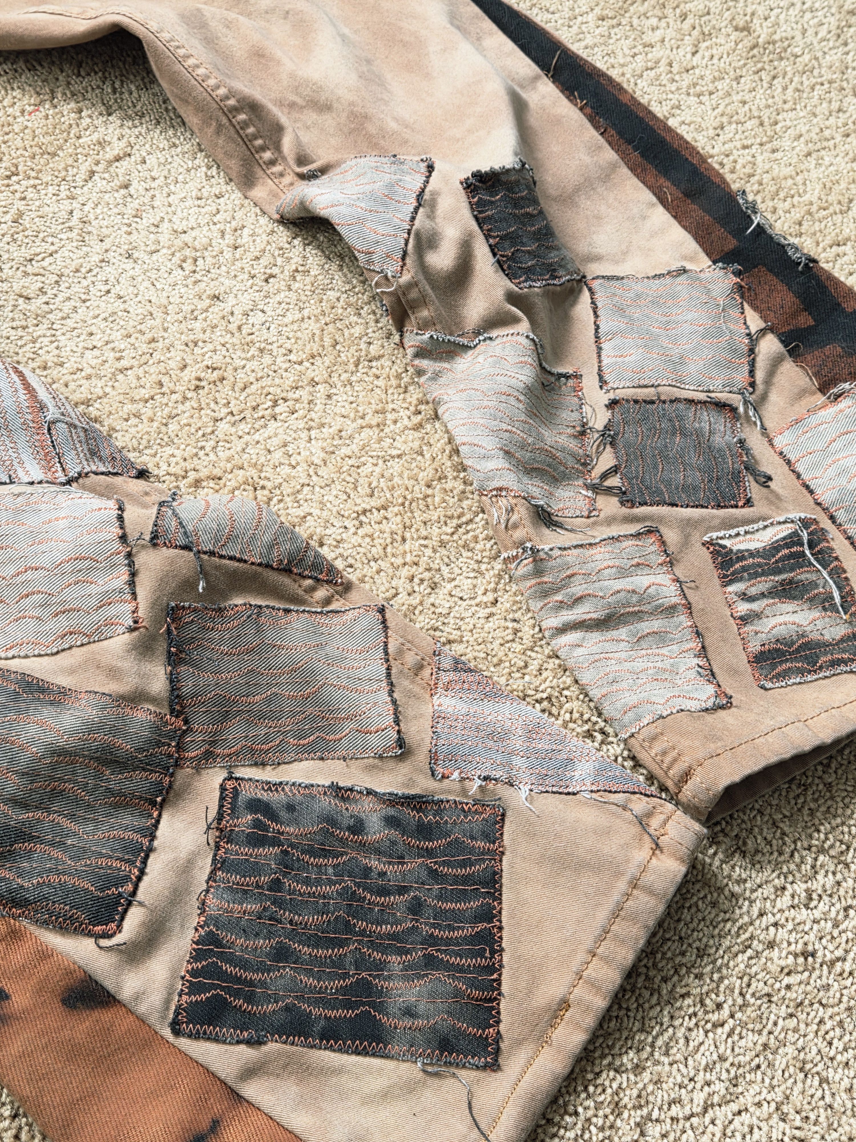 Japanese Brand Custom Hand-Reworked Patchwork Flare Pants Size US 32 / EU 48 - 2 Thumbnail