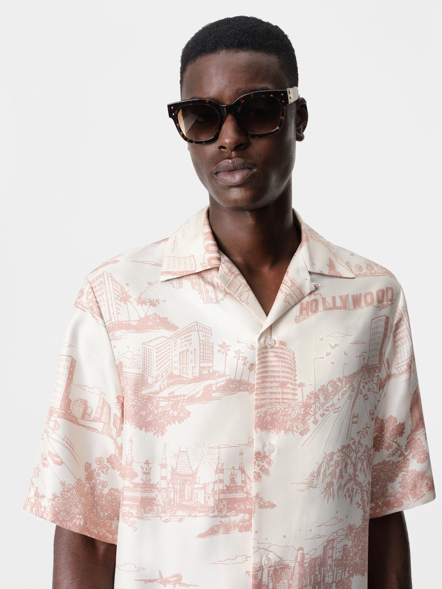 Amiri o1orln1025 LA Landmark Bowling Shirt in Light Pink/White Size US M / EU 48-50 / 2 - 5 Thumbnail