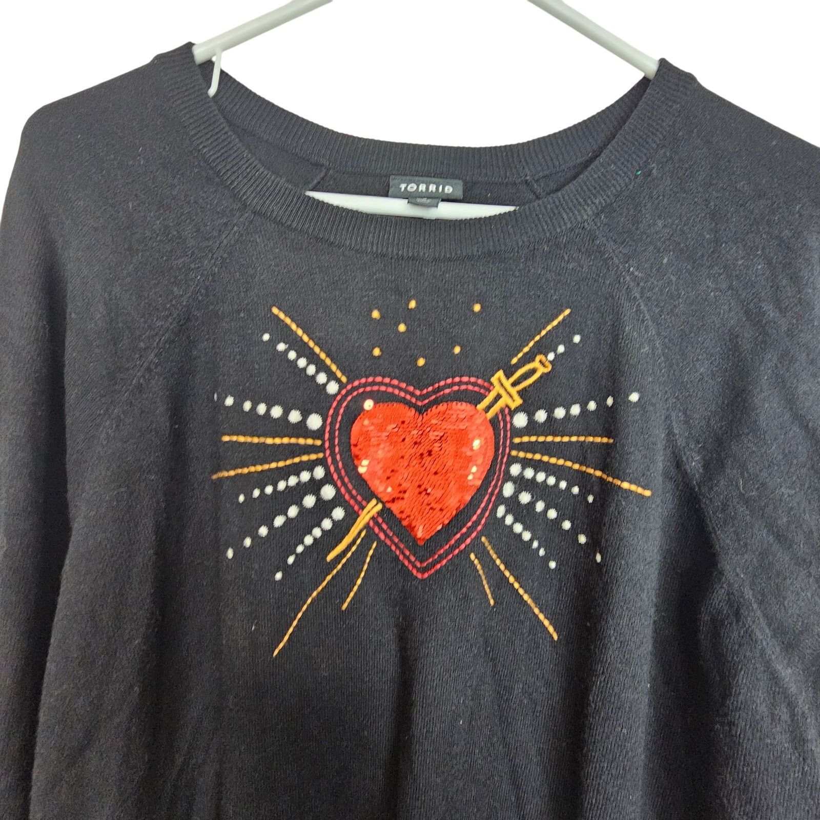 Corridor Torrid Sequin Heart Pullover Knit Sweater Size 2X Whimsigoth Size XXL / US 16-18 / IT 52-54 - 2 Thumbnail