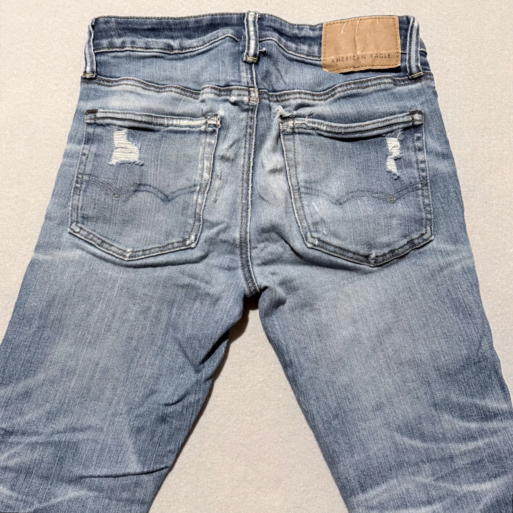 American Eagle Outfitters American Eagle Jeans Women Blue Denim Patched Distressed Slim Straight 28x28 - 28x28 Denim Jeans Women Size 28" / US 6 / IT 42 - 4 Thumbnail