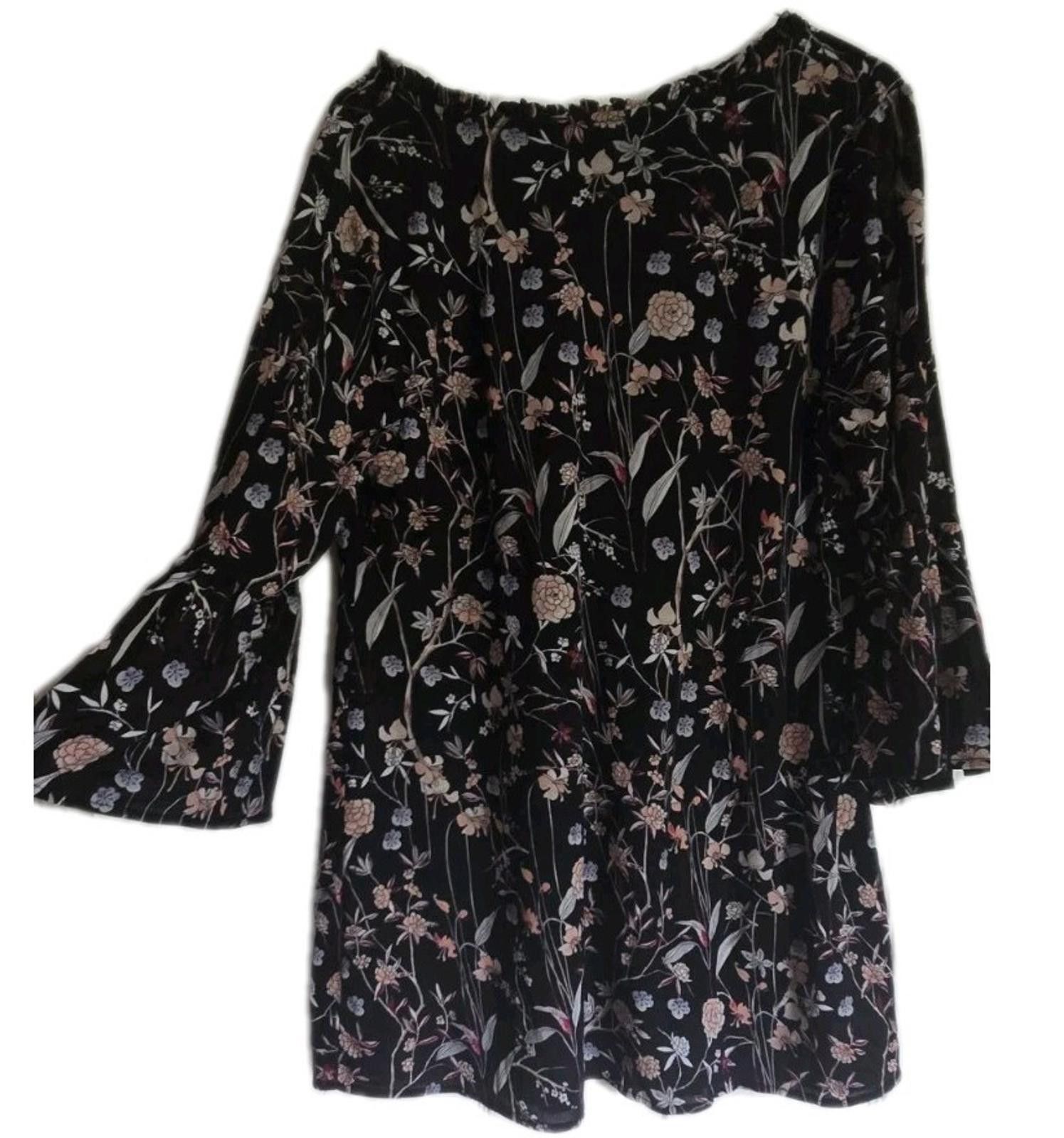 Style & Co Style & Co Women Womens Size 0X Blouse Top Shirt Black Flora Size L / US 10 / IT 46 - 2 Thumbnail