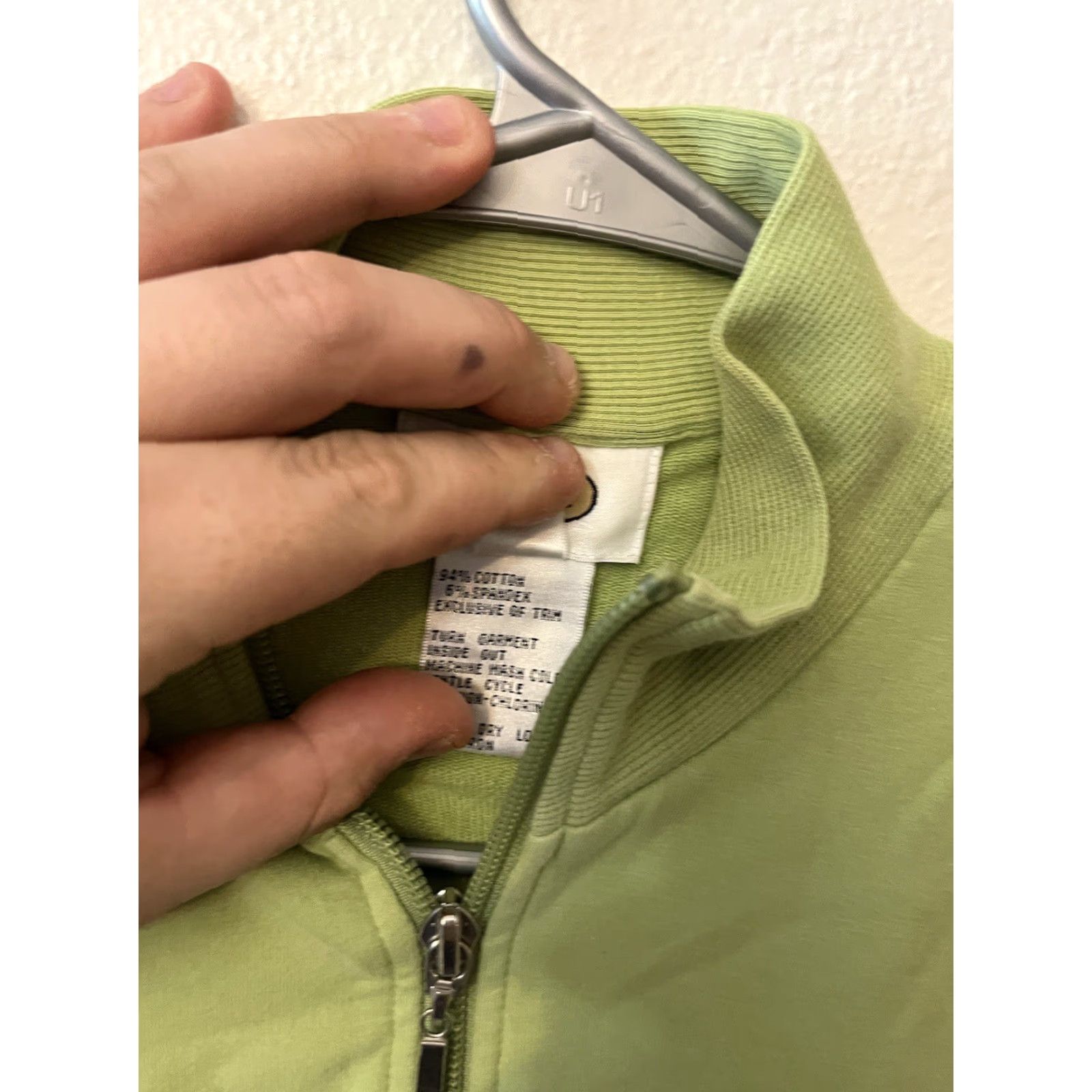 Talbots Talbots L Green Cotton Full Zip Sweater Mock Neck Long Sleeve Women’s Knit Stretch Casual, Business, Party, Travel Size L / US 10 / IT 46 - 4 Thumbnail