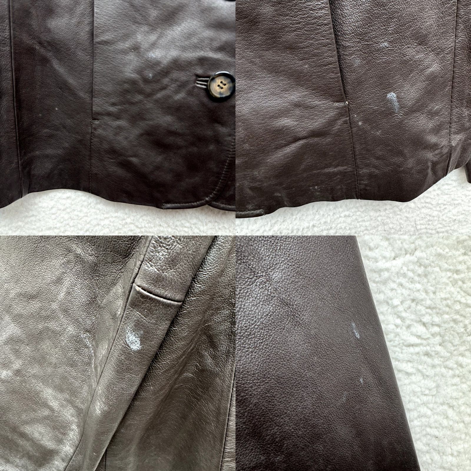 Vintage VINTAGE Y2K Brown Leather Jacket Womens Large XL Button Chic Minimalist Grunge Jacket Size L / US 10 / IT 46 - 8 Thumbnail