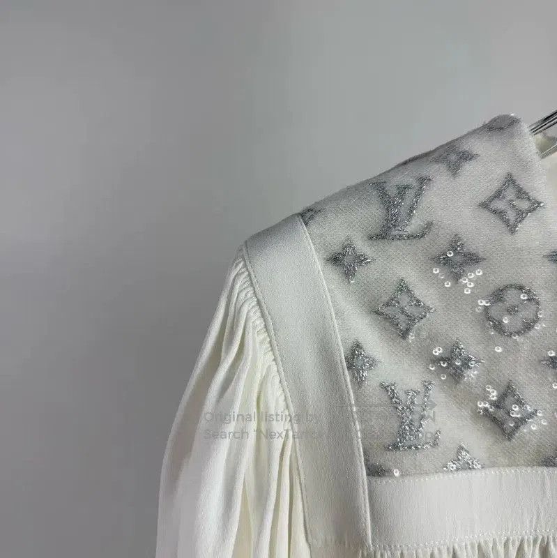 Louis Vuitton Louis Vuitton White Silk Women's Dress . Size S / US 4 / IT 40 - 3 Thumbnail