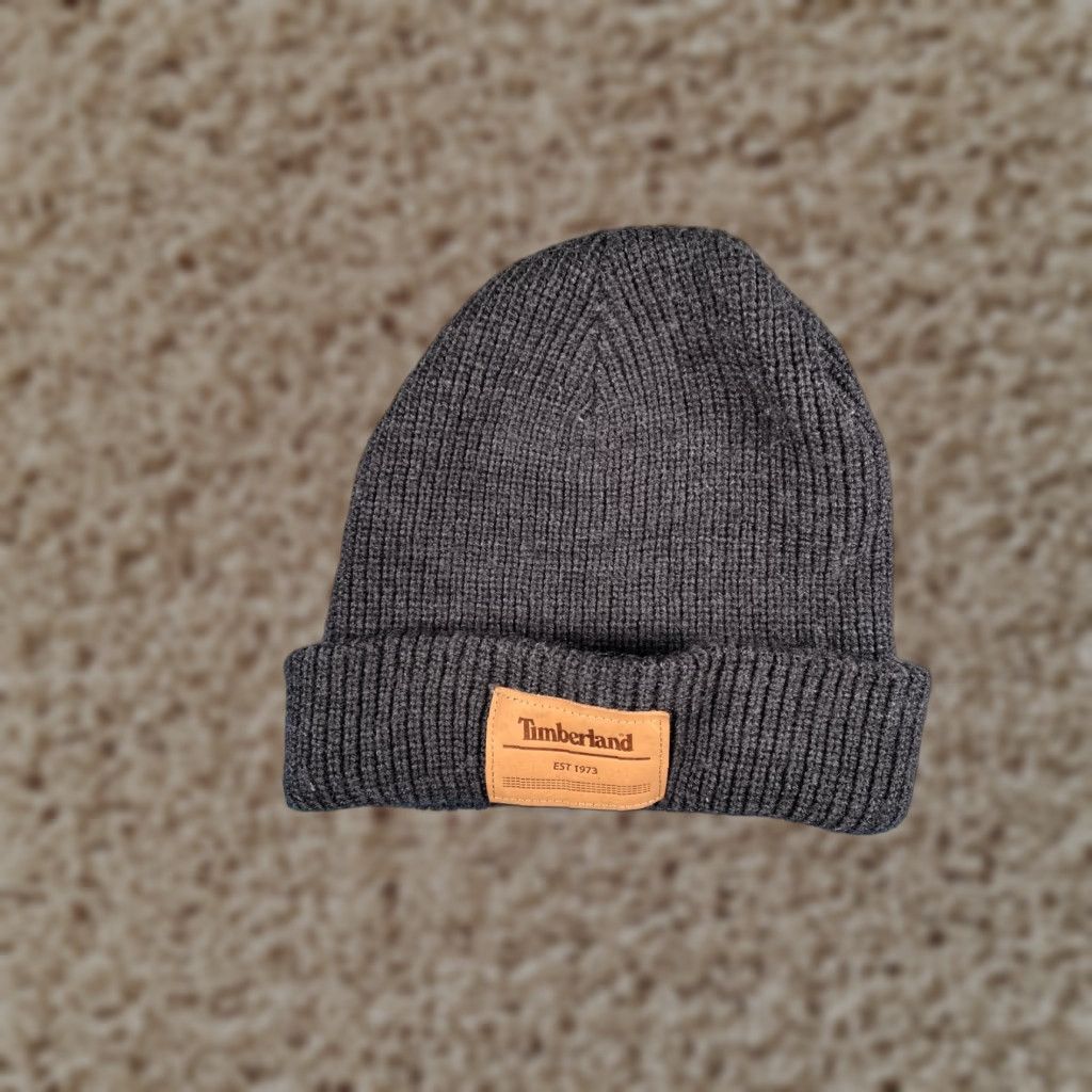 Timberland Timberland Beanie Adult One Size Gray Knit 100% Acrylic Ski Hike Camp Hat/Cap Unisex Adults Beanie Outdoor Logo 90s? Size ONE SIZE - 1 Thumbnail