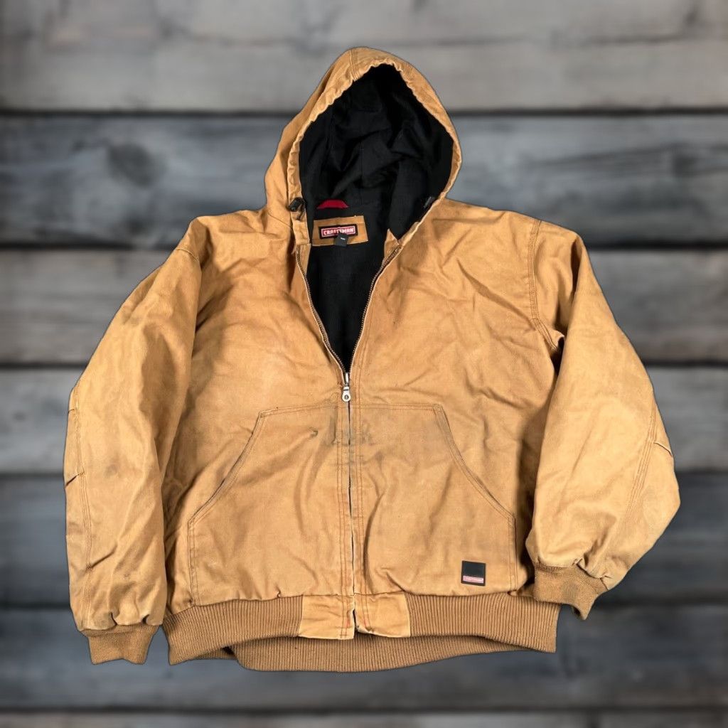 Thrasher Craftsman Jacket Adult 2XL Brown Duck Canvas Hooded Lined Workwear Thrashed Size US XXL / EU 58 / 5 - 1 Thumbnail