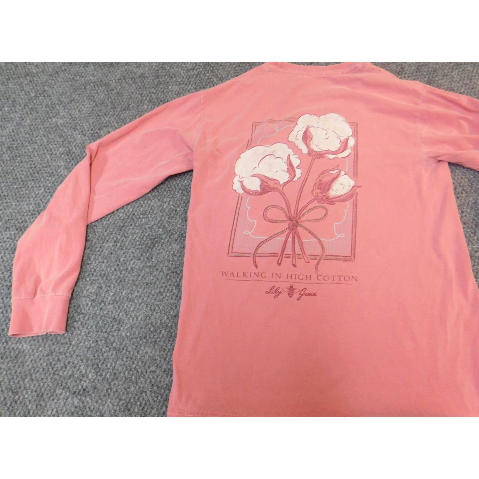 Vintage Lily Shirt Womens S Pink Long Sleeve Cotton Polyester Rayon Crew Neck Casual T-Shirt Classic Basic Breathable Size S / US 4 / IT 40 - 7 Thumbnail