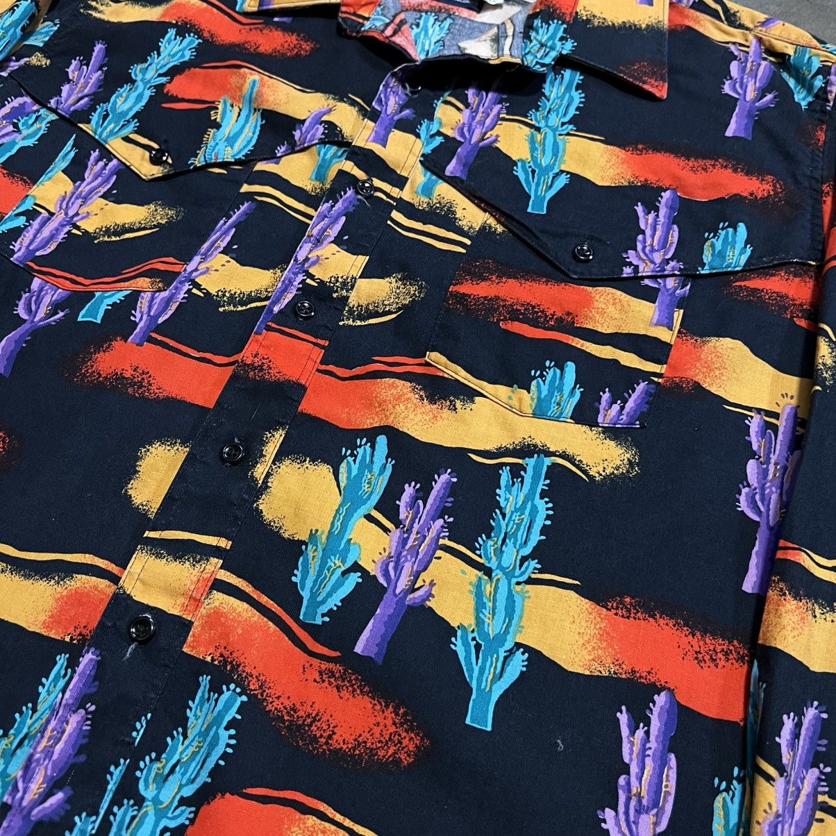 Wrangler Vintage Wrangler Brushpopper Button Up Shirt Western Cactus Size US XL / EU 56 / 4 - 4 Thumbnail