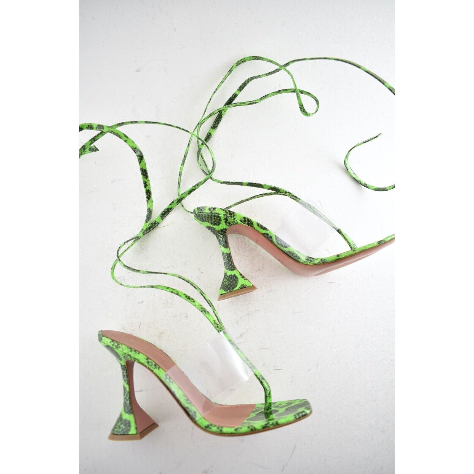 Amina Muaddi Zula Ayer Snake Thong PVC Lace Up Tie Sandal Heel Pump 36 Size US 6 / IT 36 - 4 Thumbnail