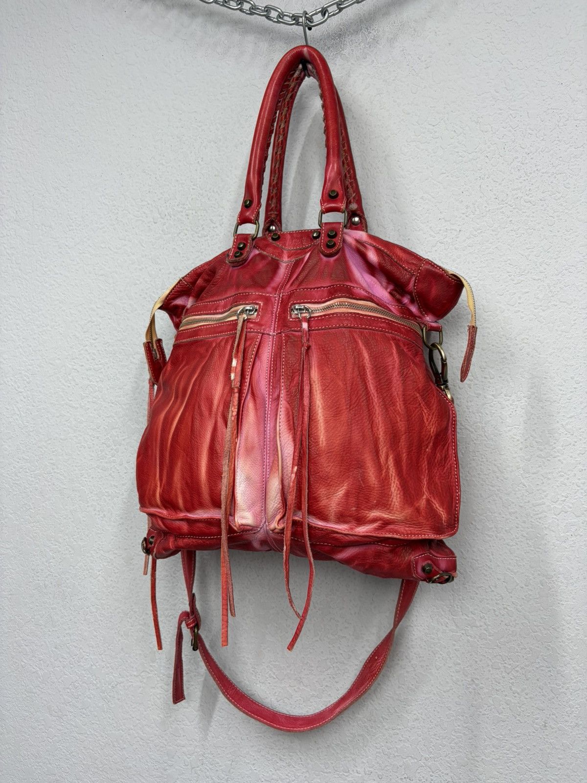 KMRii Balenciaga City Style Red Distressed Leather Bag Y2K Archive Size ONE SIZE - 4 Thumbnail