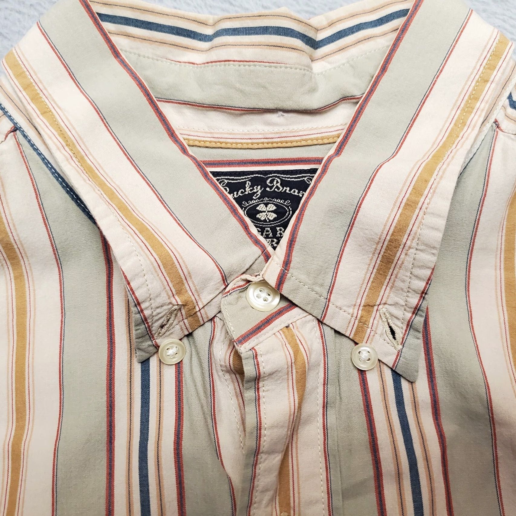 Lucky Brand Vintage Lucky Brand Mens Shirt XL Green Striped Long Sleeve Button-Down Shirt Size US XL / EU 56 / 4 - 7 Thumbnail