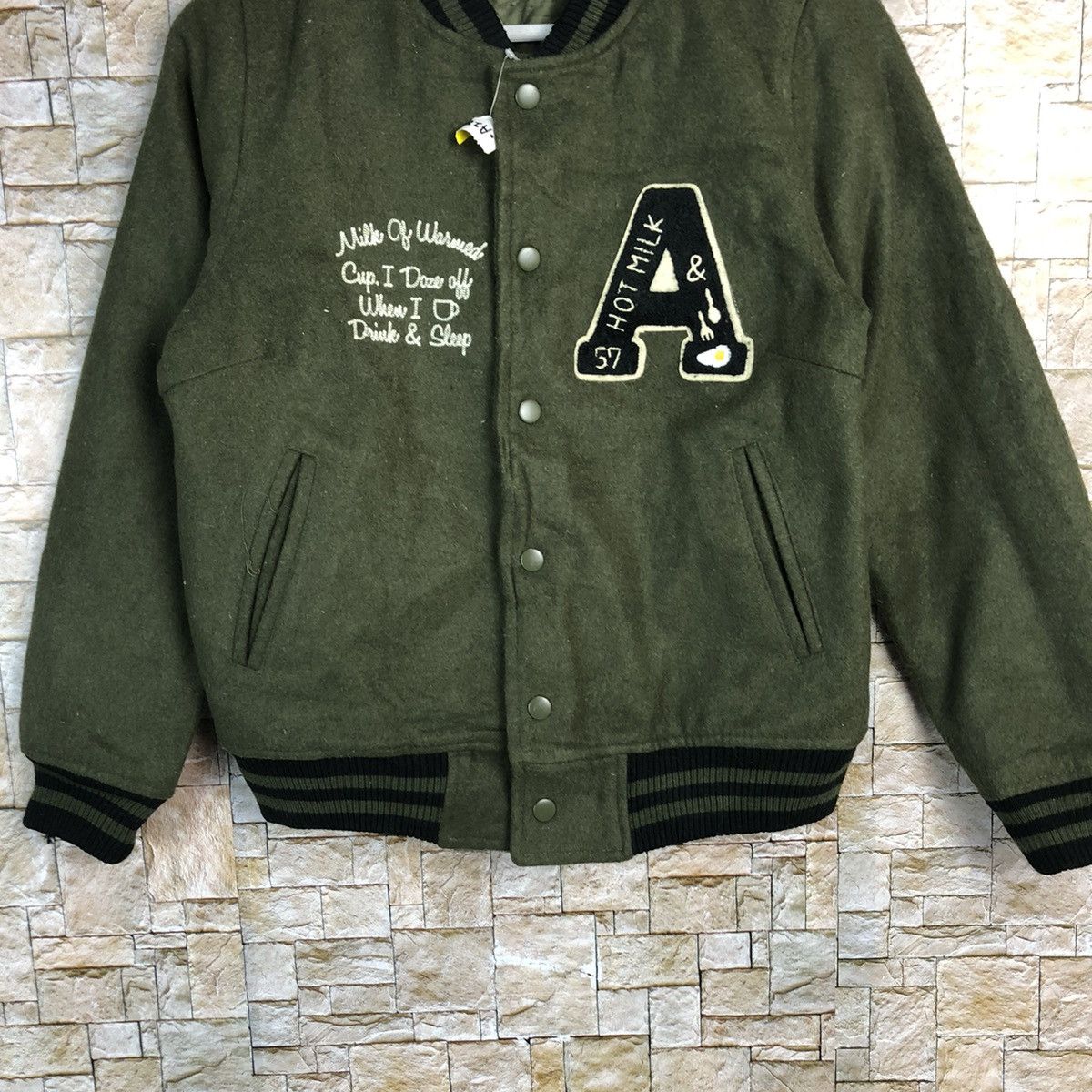 Japanese Brand Rivet & Surget Green Bombers varsity Jacket #A287 Size US S / EU 44-46 / 1 - 3 Thumbnail
