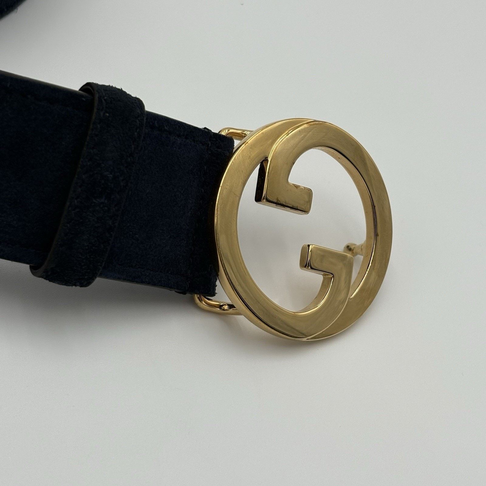 Gucci Gucci Belt GG Interlocking Buckle Suede & Leather ' Blue ' Size 40 - 3 Thumbnail