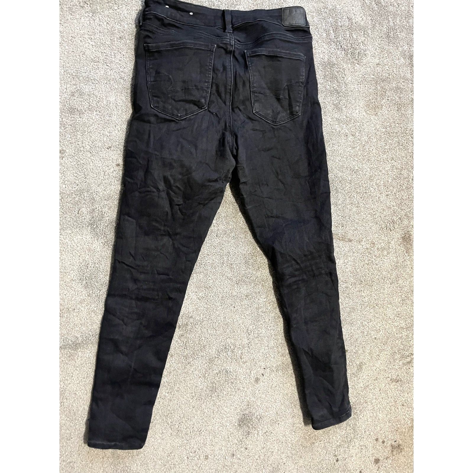 American Eagle Outfitters American Eagle Jegging Pants Black 10 Regular Solid Super Stretch Low Rise Womens Size 32" / US 10 / IT 46 - 4 Thumbnail