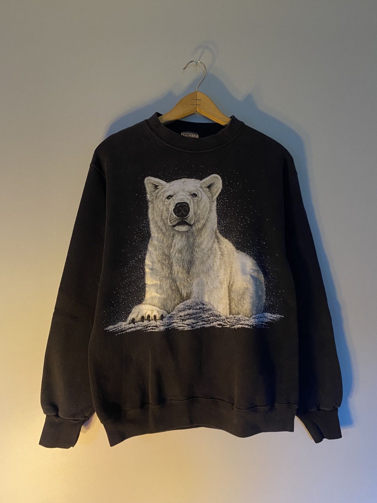 Vintage vintage polar bear black faded crewneck Size US M / EU 48-50 / 2 - 1 Thumbnail