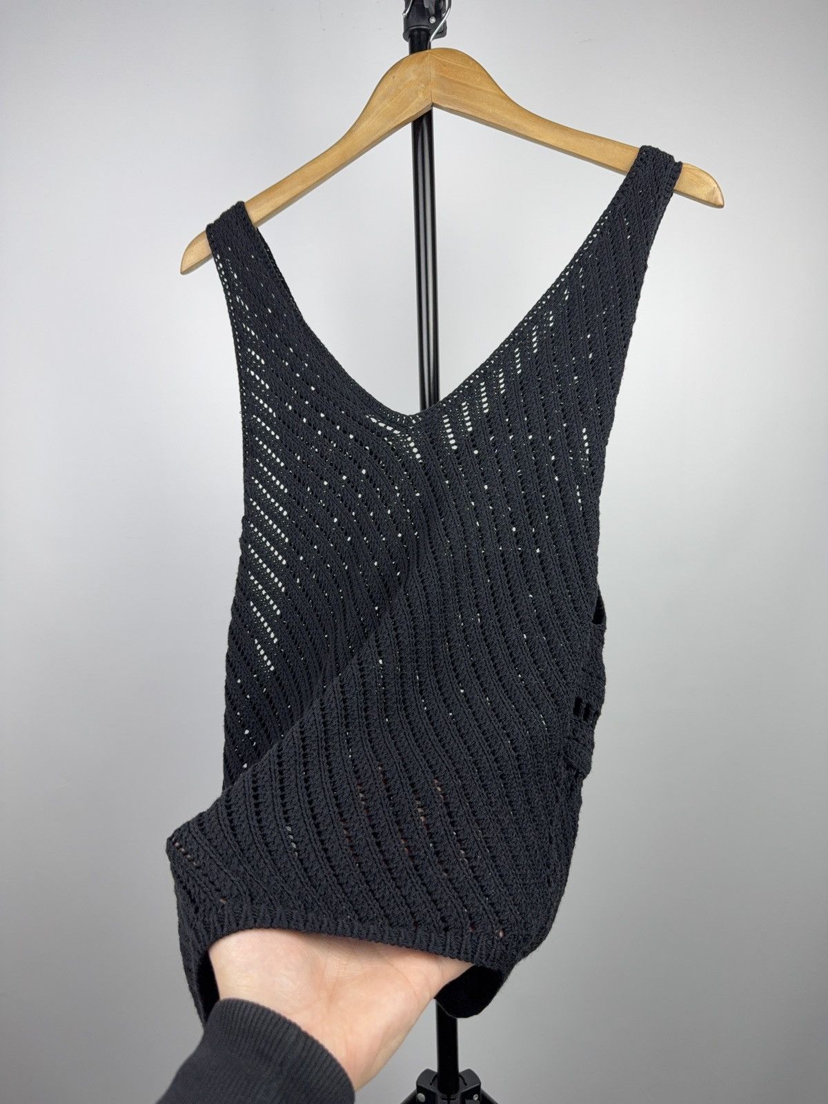 Armani Exchange Armani Exchange Black Knit Crochet Asymmetric Tank Top Size S / US 4 / IT 40 - 10 Thumbnail