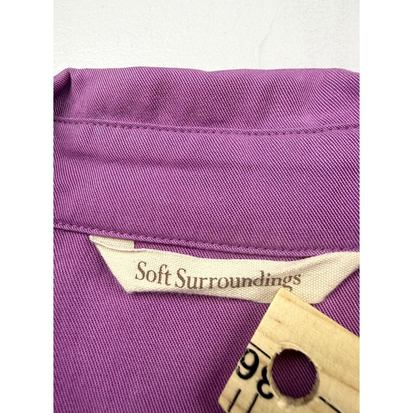 Soft Surroundings Soft Surroundings Blouse Womens XL Purple 3/4 Sleeve Tunic Top Button Hem Casual Everyday Office-Casual V-Neck Solid Size XL / US 12-14 / IT 48-50 - 4 Thumbnail