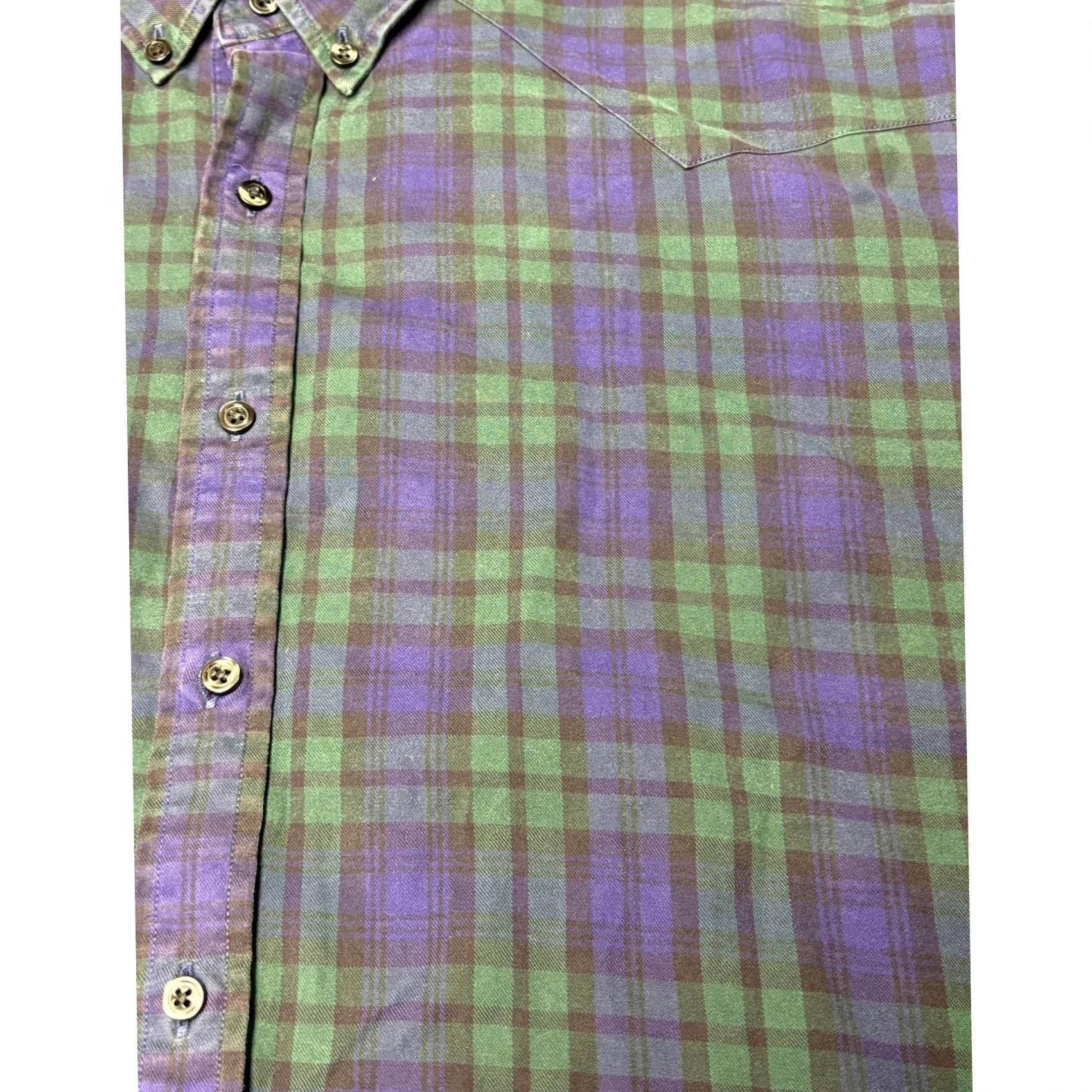 Proper Cloth Proper Cloth Shirt Mens 2XL Green Purple Plaid Cotton Button Down Long Sleeve AC113677281 Size US XXL / EU 58 / 5 - 2 Thumbnail