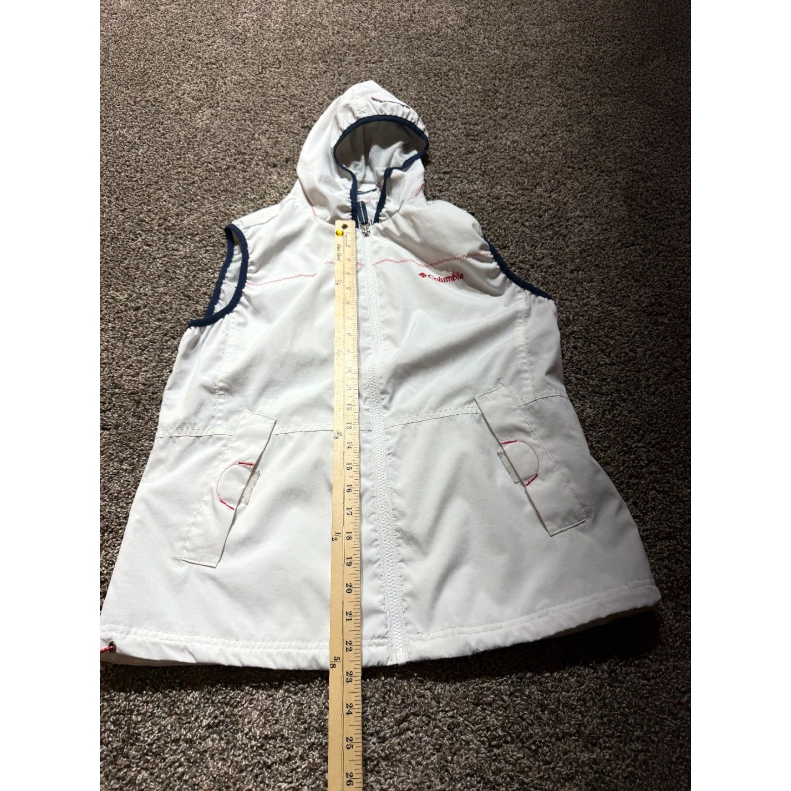 Vintage Columbia Womens Vest White Medium Lightweight Jacket Hood Sleeveless Hoodie Size M / US 6-8 / IT 42-44 - 4 Thumbnail