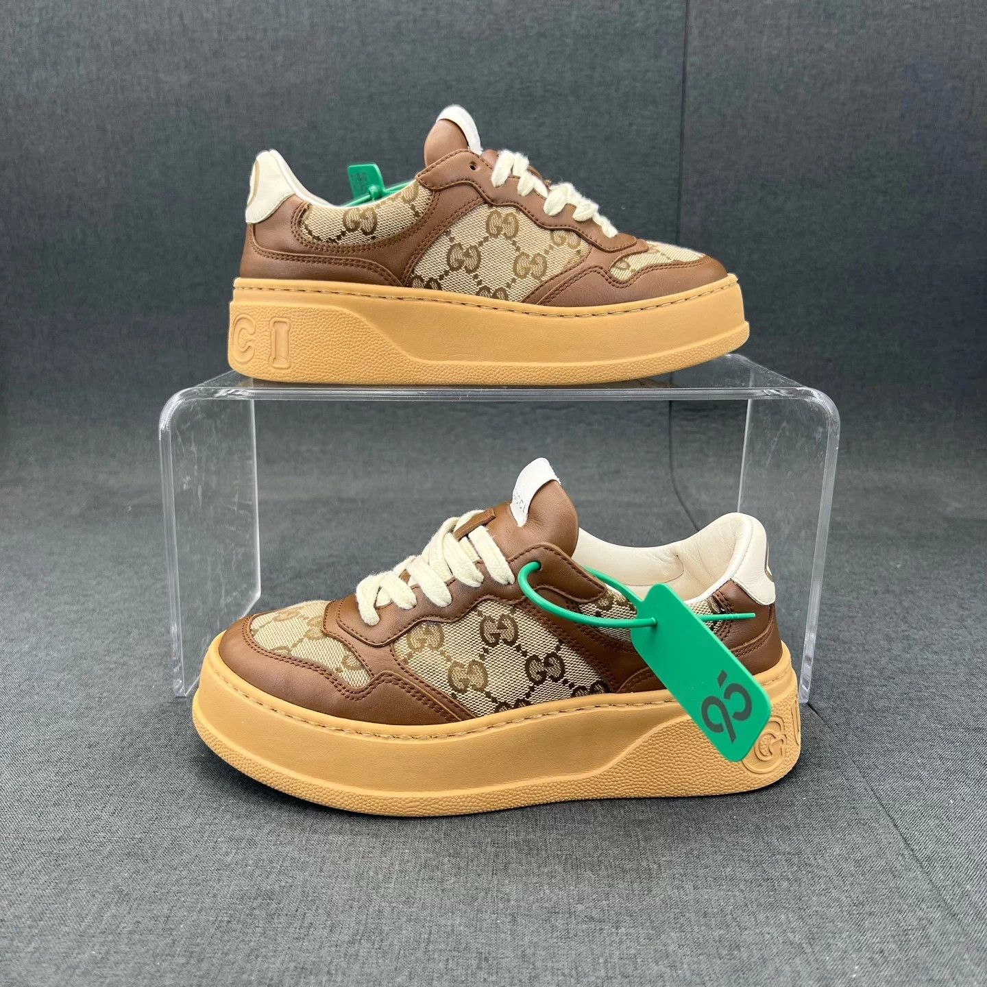 Gucci Gucci Brown Biscuit Sneakers EU35.5 Near New Box Size US 5 / IT 35 - 5 Thumbnail