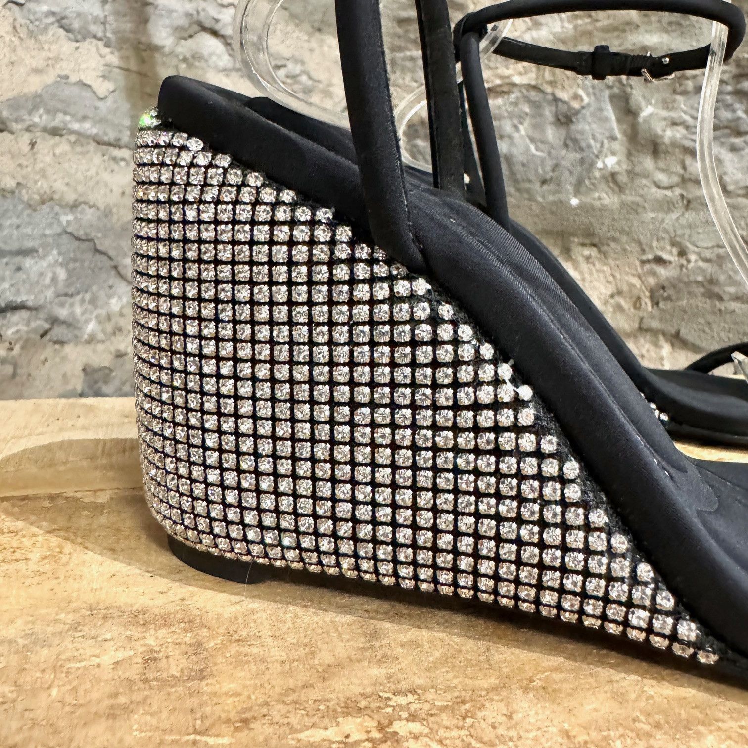 Alexander Wang Alexander Wang Black Dahlia Rhinestone Wedge Sandals Size US 7 / IT 37 - 2 Thumbnail