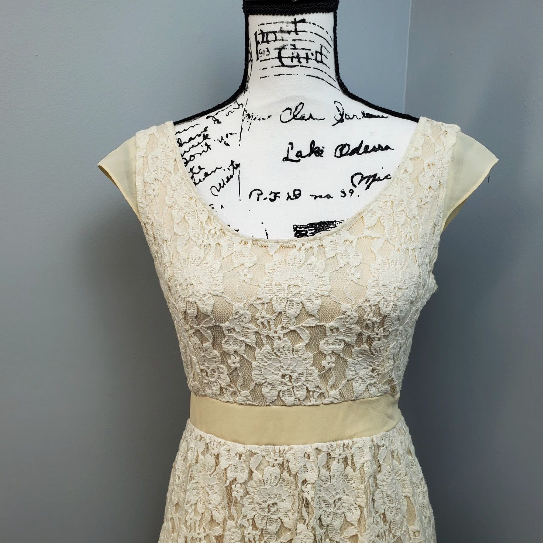 American Eagle Outfitters Mini Dress Womens Size 6 Cream Lace Backless Side  Zip