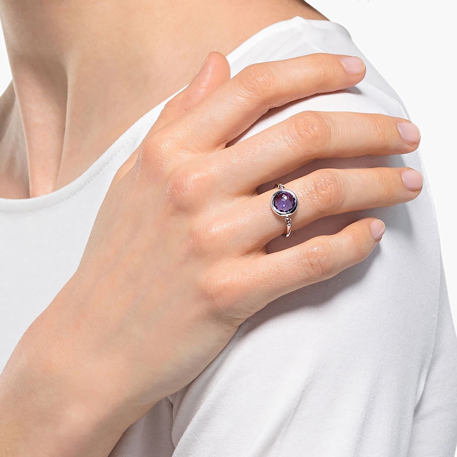 Swarovski Swarovski Tahlia ring Round, Blue, Rhodium plated size 7 Size ONE SIZE - 5 Thumbnail