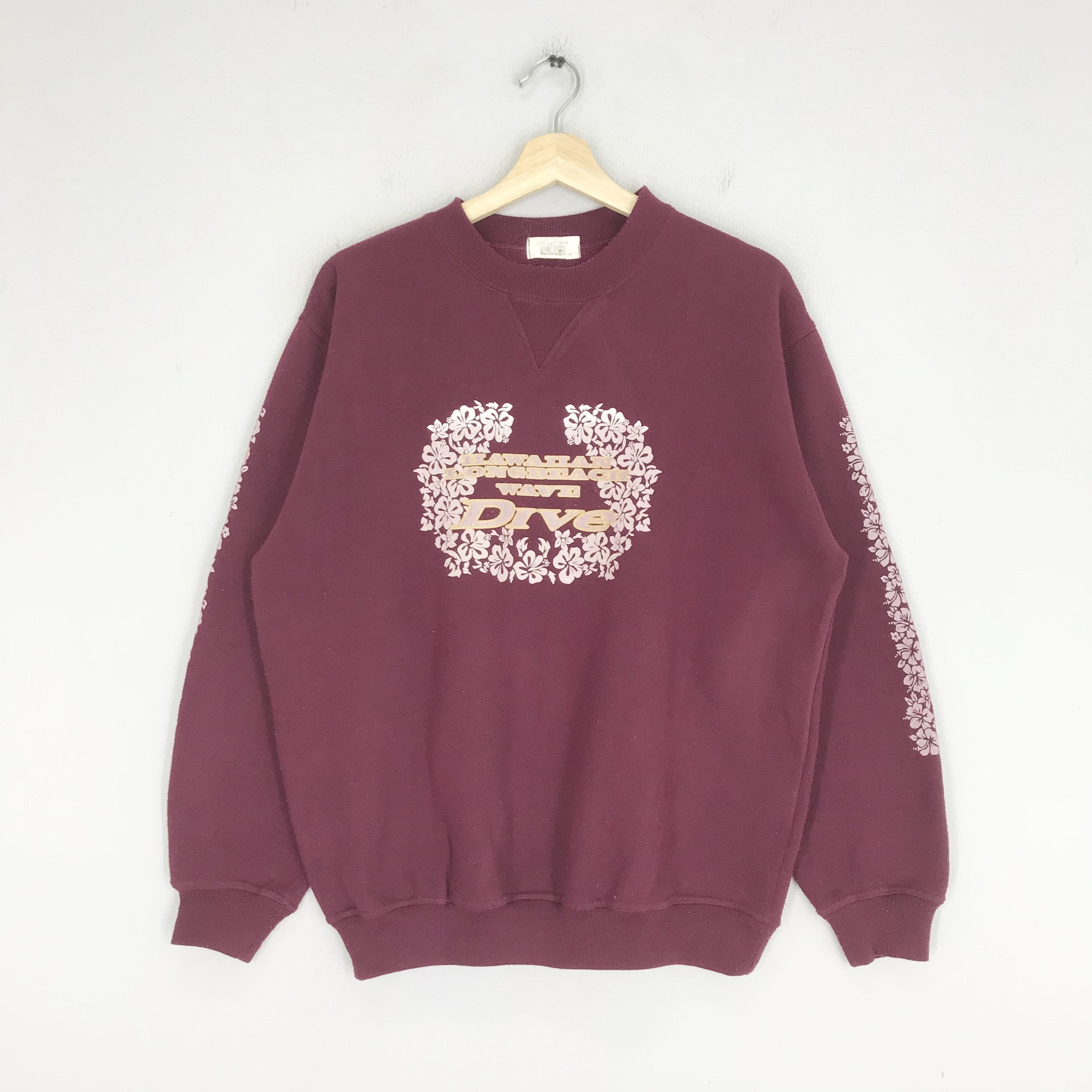 Vintage Vintage Hawaiian Long Beach Sweatshirt Red - 164 Size US L / EU 52-54 / 3 - 1 Thumbnail