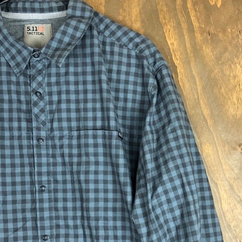 Vintage 5.11 Tactical Mens Shirt Blue Black Plaid Snap Button Down Long Sleeve XL Adult Mens Sh Size US XL / EU 56 / 4 - 5 Thumbnail