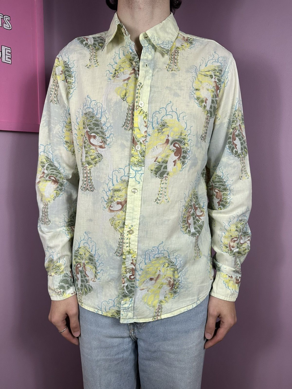 Roberto Cavalli Roberto Cavalli Batik Tree Art Vintage 00S Button Up Size US L / EU 52-54 / 3 - 2 Thumbnail
