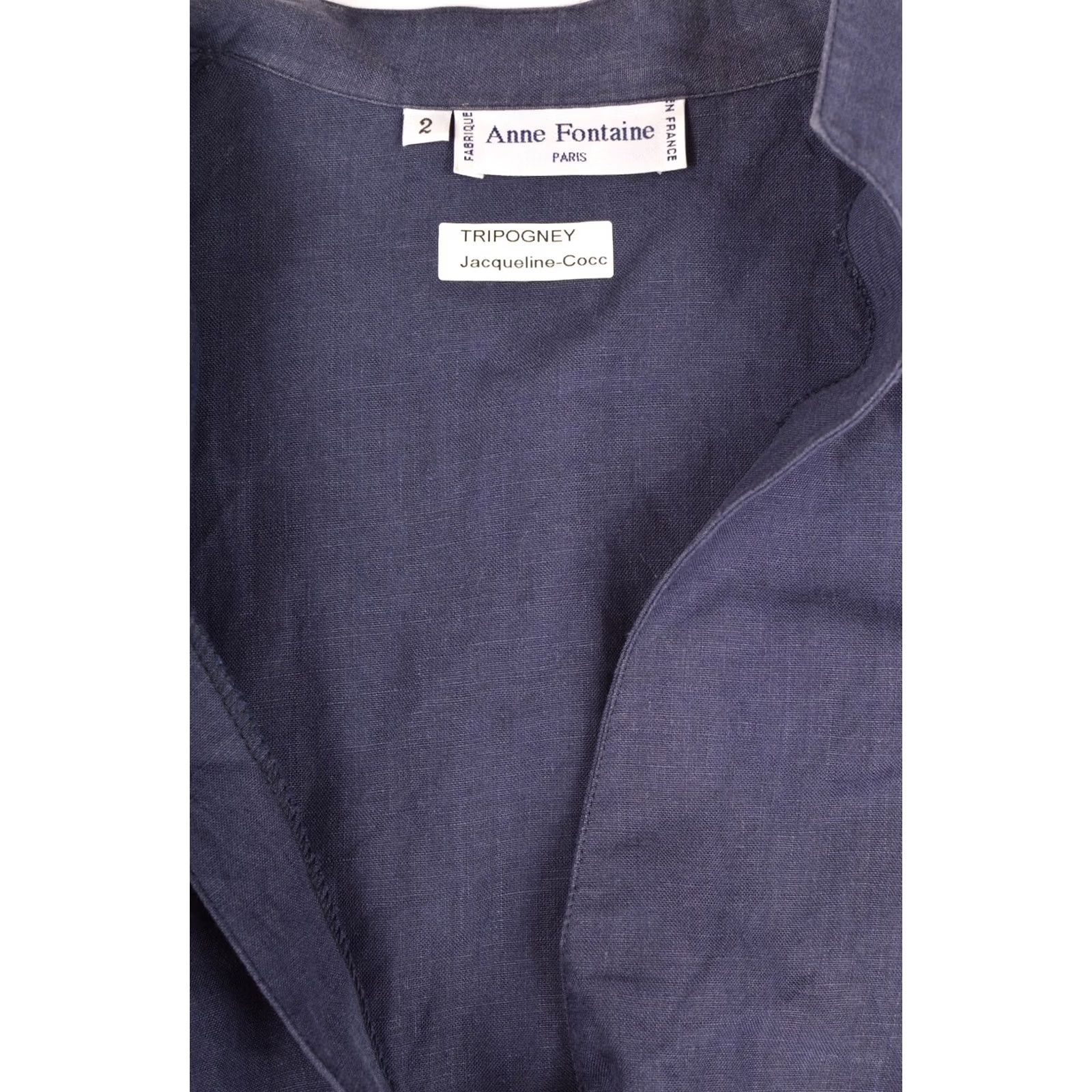 ANNE FONTAINE Anne Fontaine Paris Linen Flax Button Designer Shirt Navy Made in France Size 2 Blue Women Button-Up XS-2 Size XS / US 0-2 / IT 36-38 - 4 Thumbnail