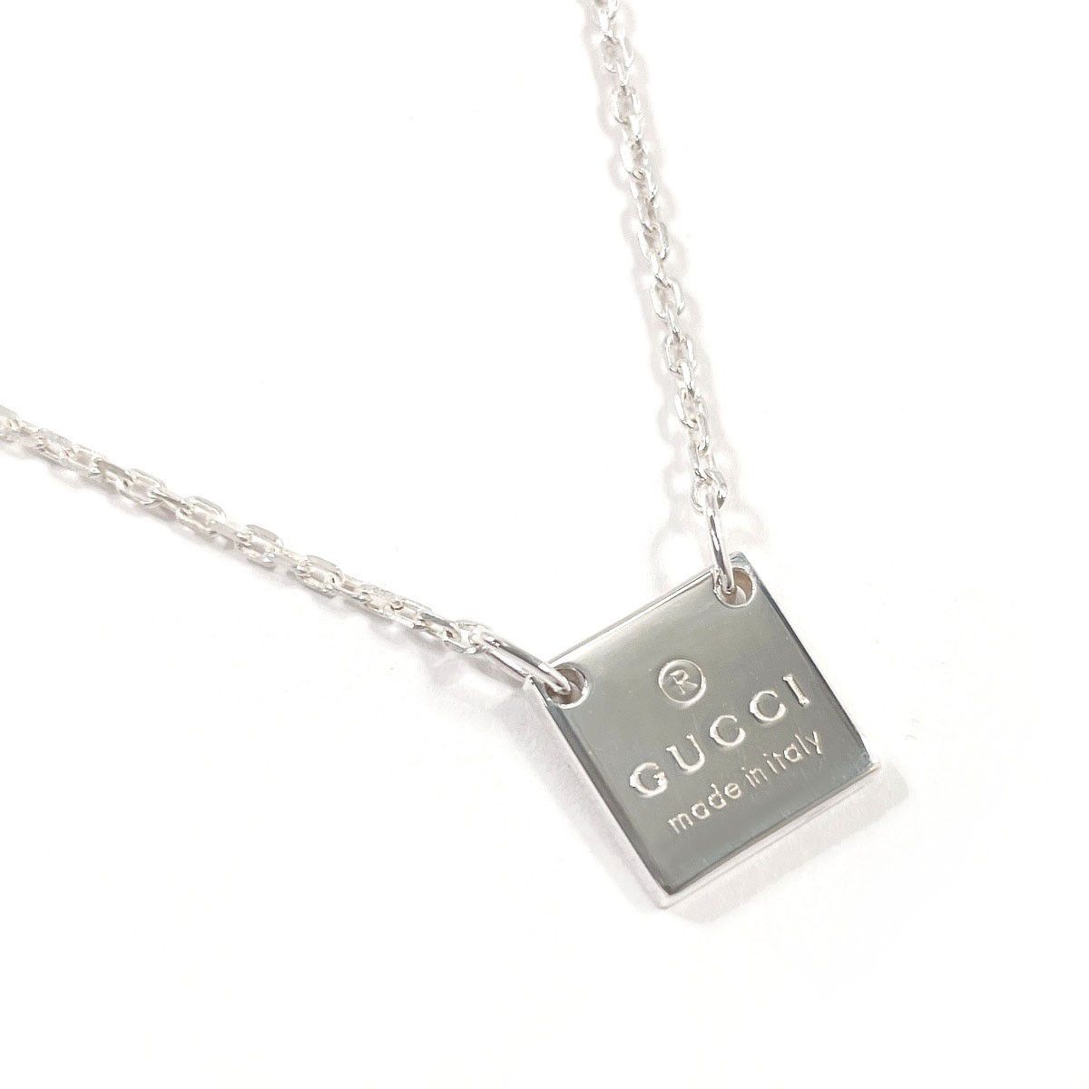 Gucci Gucci Gucci Silver Square Logo Pendant Necklace Precious Metal Necklace DUTY FREE for USA Size ONE SIZE - 1 Thumbnail