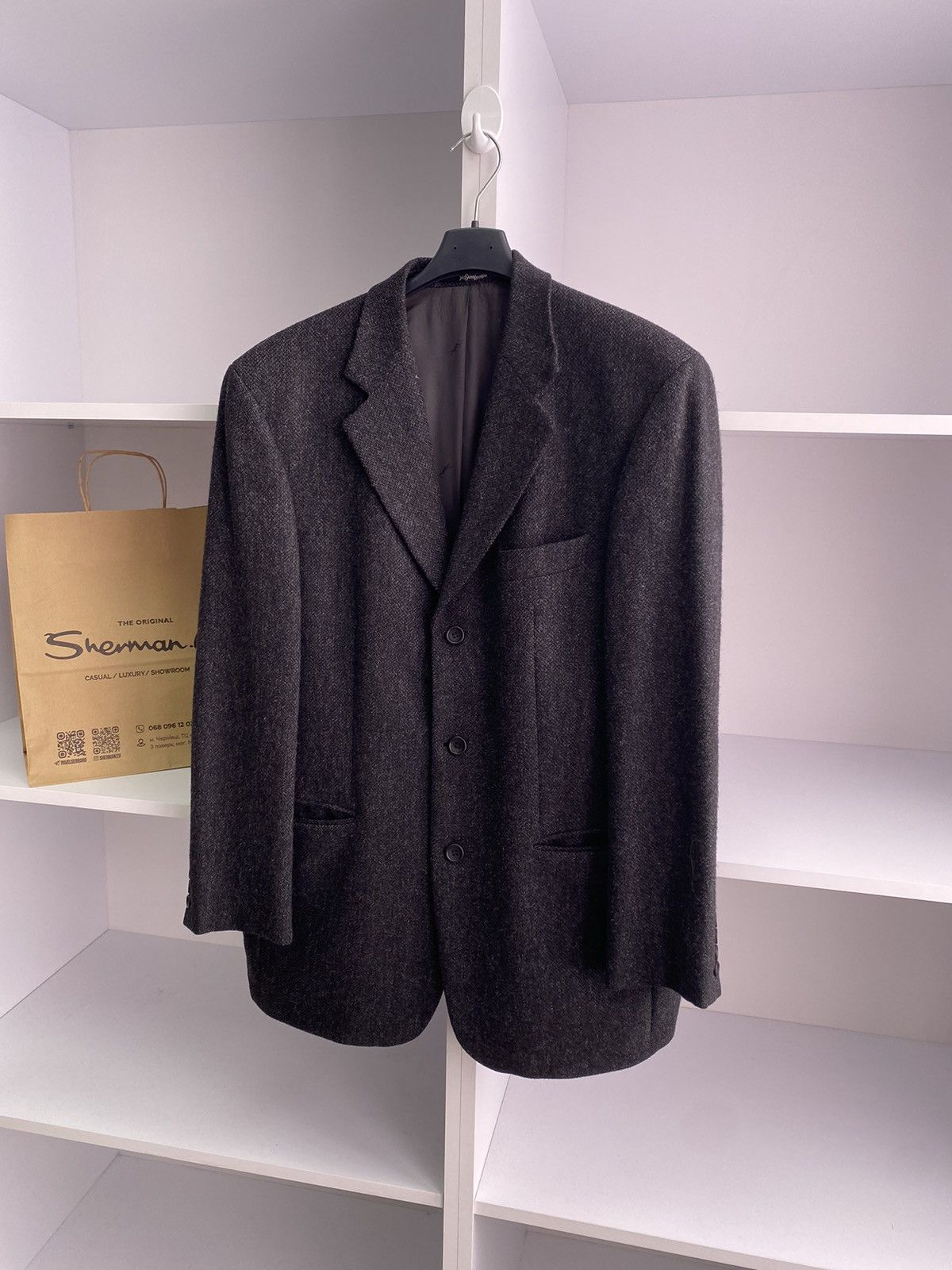 Designer × Vintage × Yves Saint Laurent Vintage YSL Yves Saint Laurent Men's Wool Tweed Suit Jacket Size 40L - 4 Thumbnail