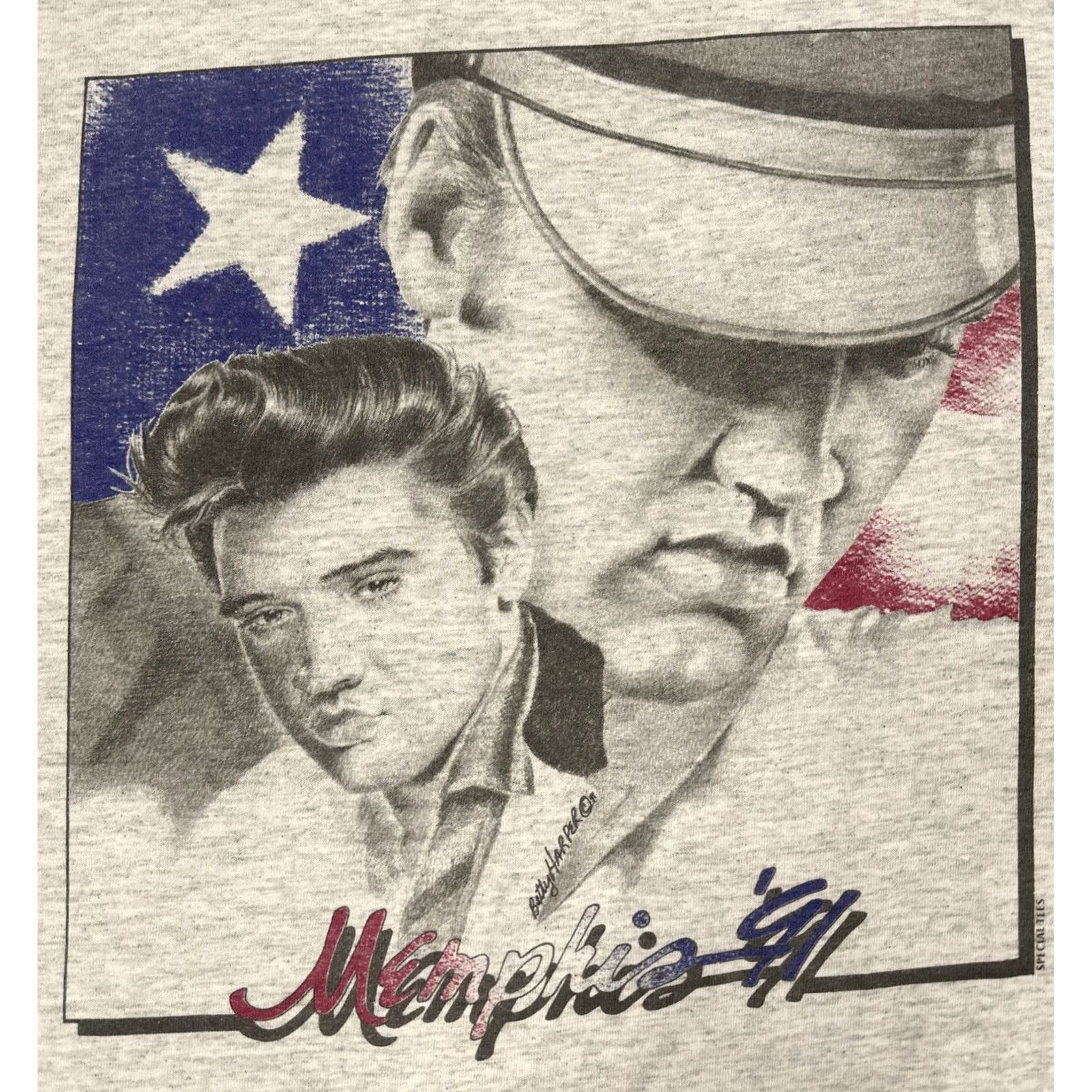Vintage Vintage Elvis Graphic Shirt XL - USA - Single Stitch Cotton Tee - Costume Size US XL / EU 56 / 4 - 3 Thumbnail