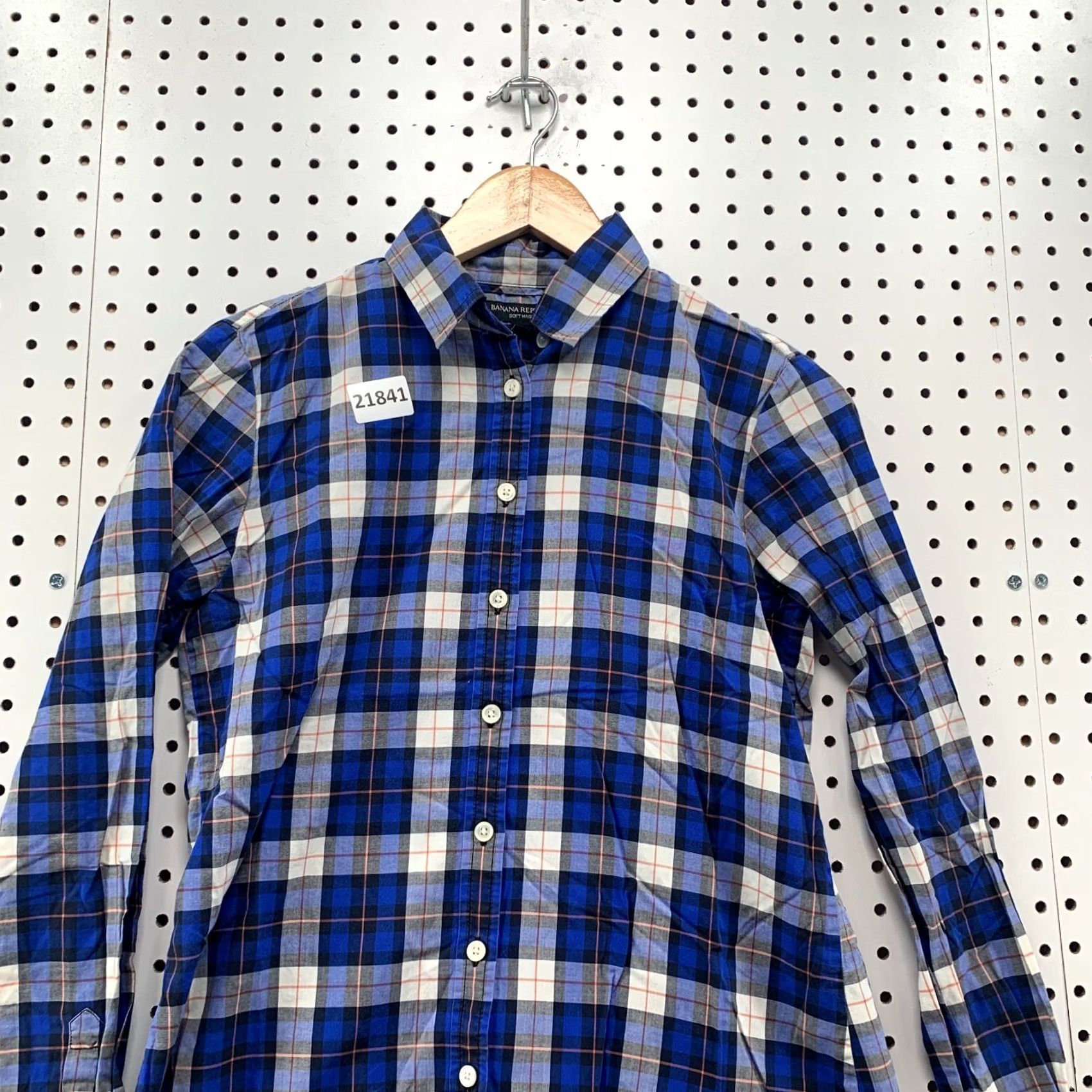 Banana Republic Banana Republic Plaid Button-Up Shirt Womens XS Long Sleeve Blue Black Size XS / US 0-2 / IT 36-38 - 2 Thumbnail