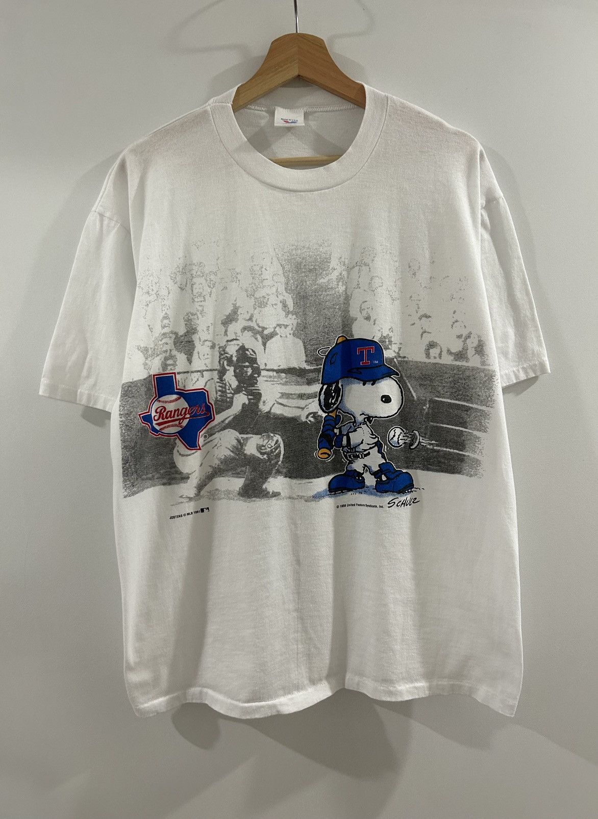 MLB × Vintage Vintage 1991 Texas Rangers Snoopy T-Shirt | Grailed