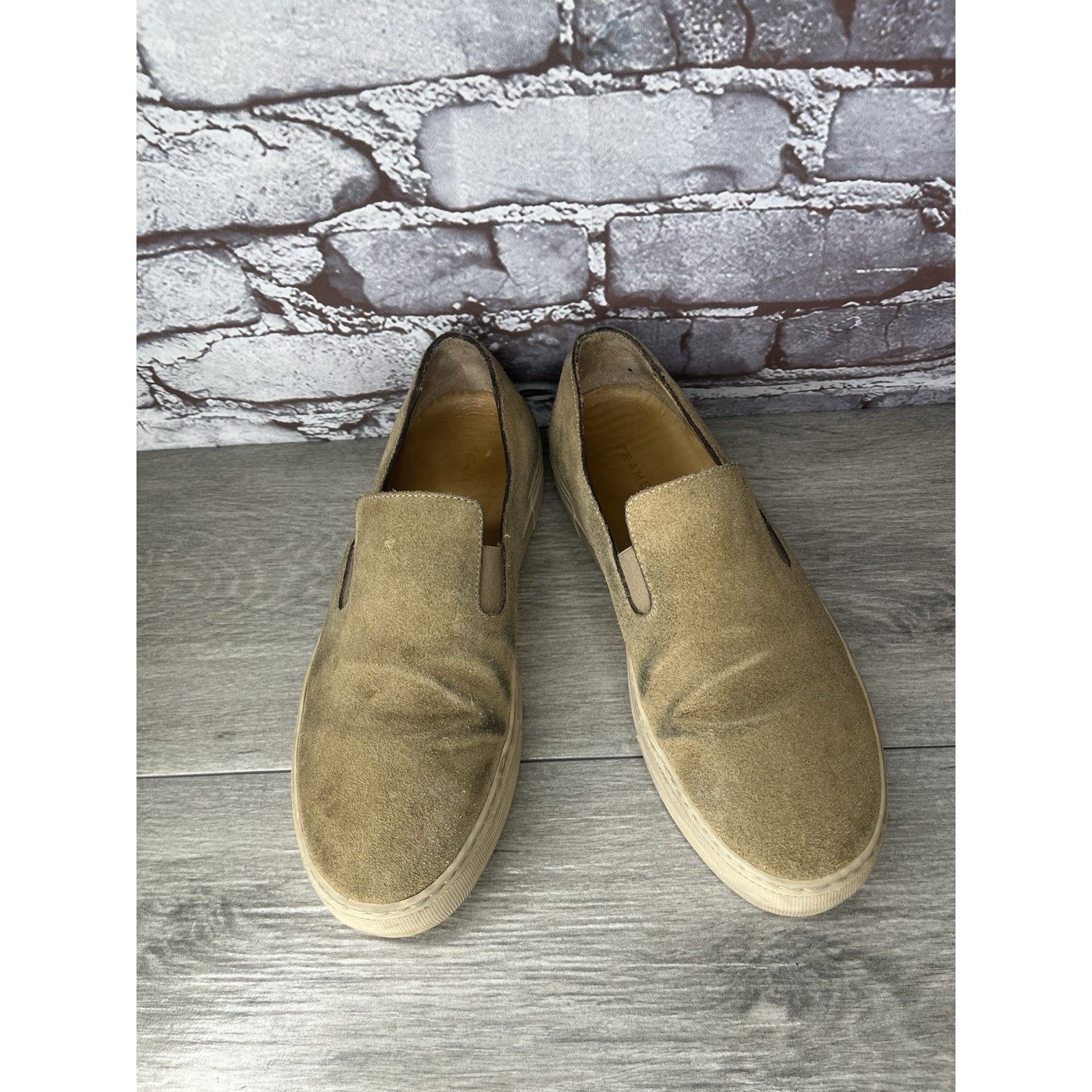 Frame Frame Le Ren Tan Suede Leather Slip On Sneakers Shoes Women Size US 8 / IT 38 - 3 Thumbnail