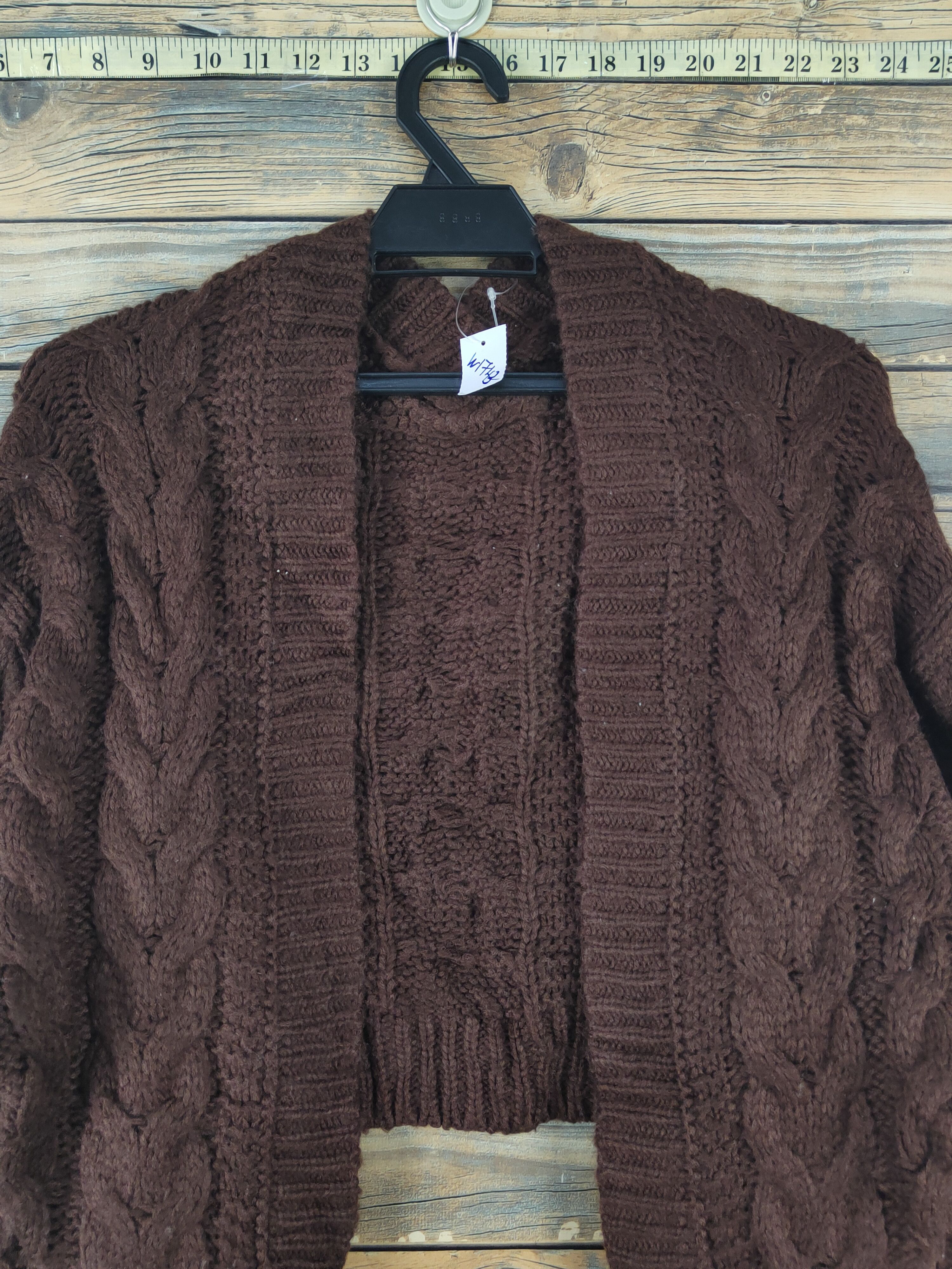 Aran Isles Knitwear Earth Music&Ecology Brown Knitwear Crop Tops Cardigan #W1743 Size L / US 10 / IT 46 - 2 Thumbnail