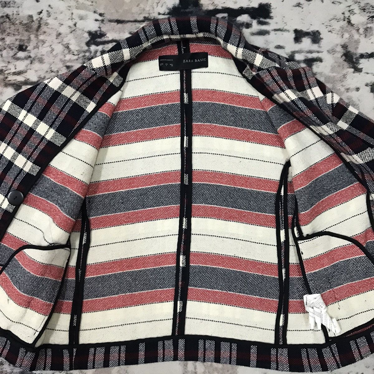 Designer Zara Basic Chekered Knit Blazer Croped Jacket Size S / US 4 / IT 40 - 3 Thumbnail