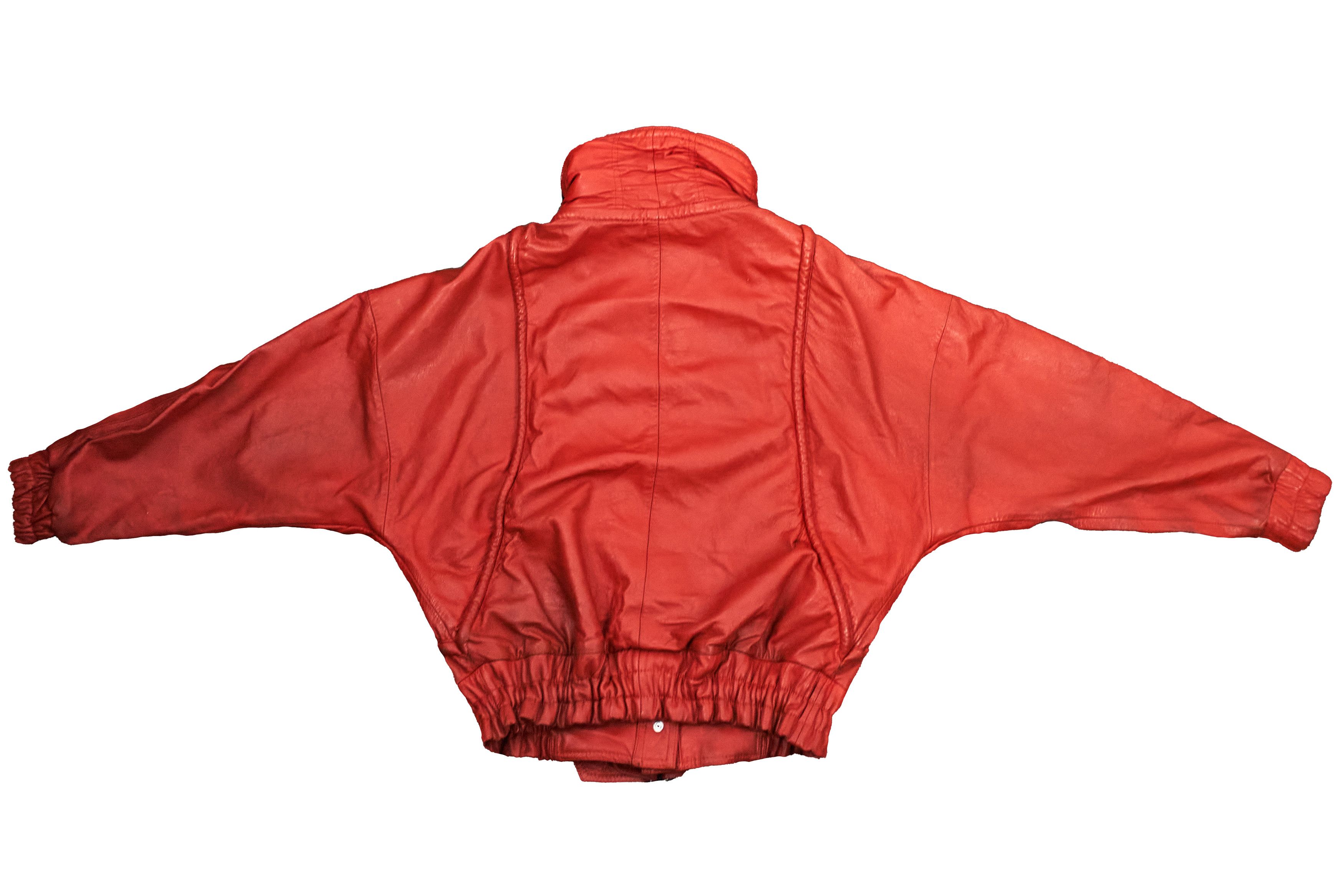 Vintage Authentic 80s Vintage Red Leather Oversized Bomber Jacket Size M / US 6-8 / IT 42-44 - 9 Thumbnail