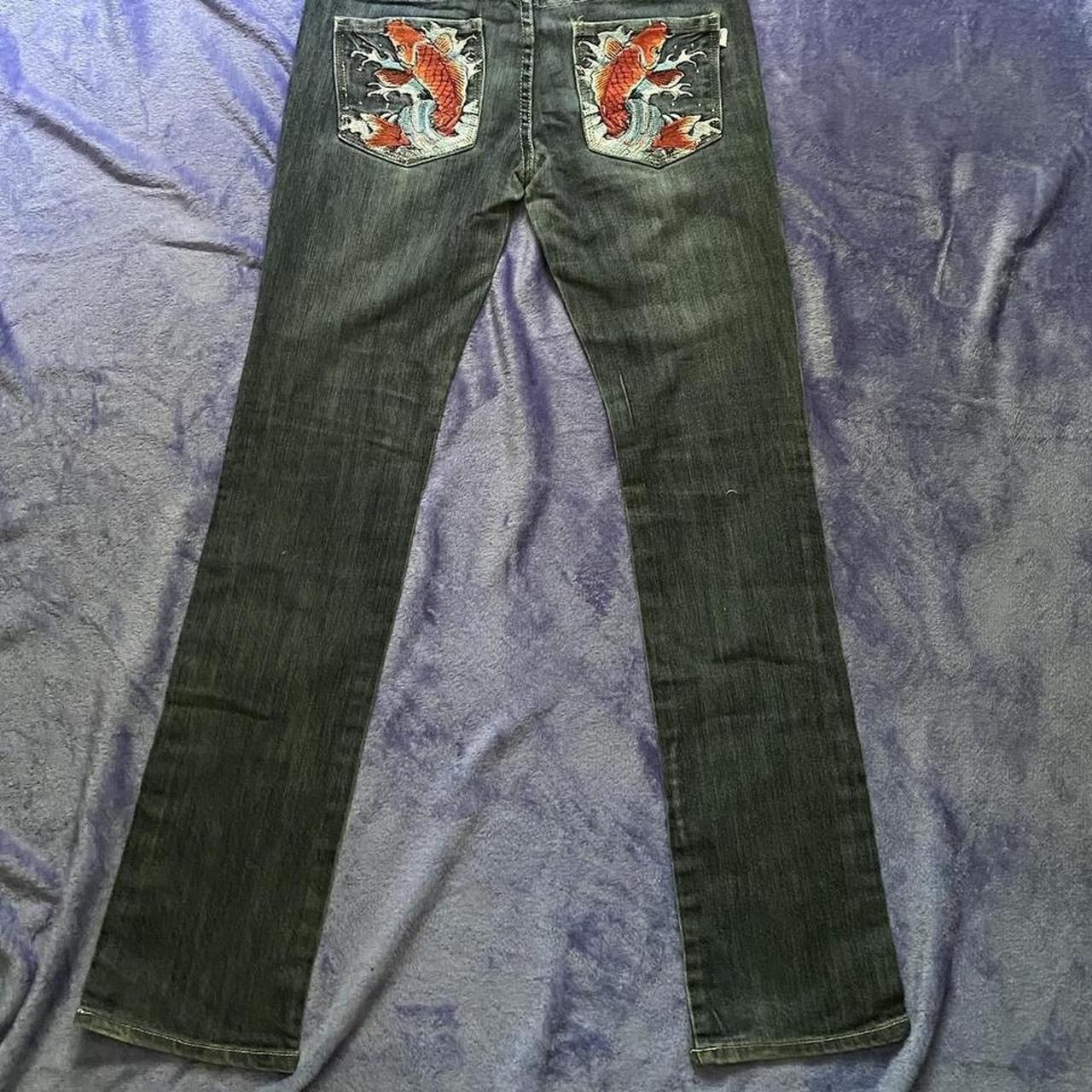 Ed Hardy × Vintage Ed Hardy Koi Fish Embroidered Jeans Size 31" - 1 Thumbnail