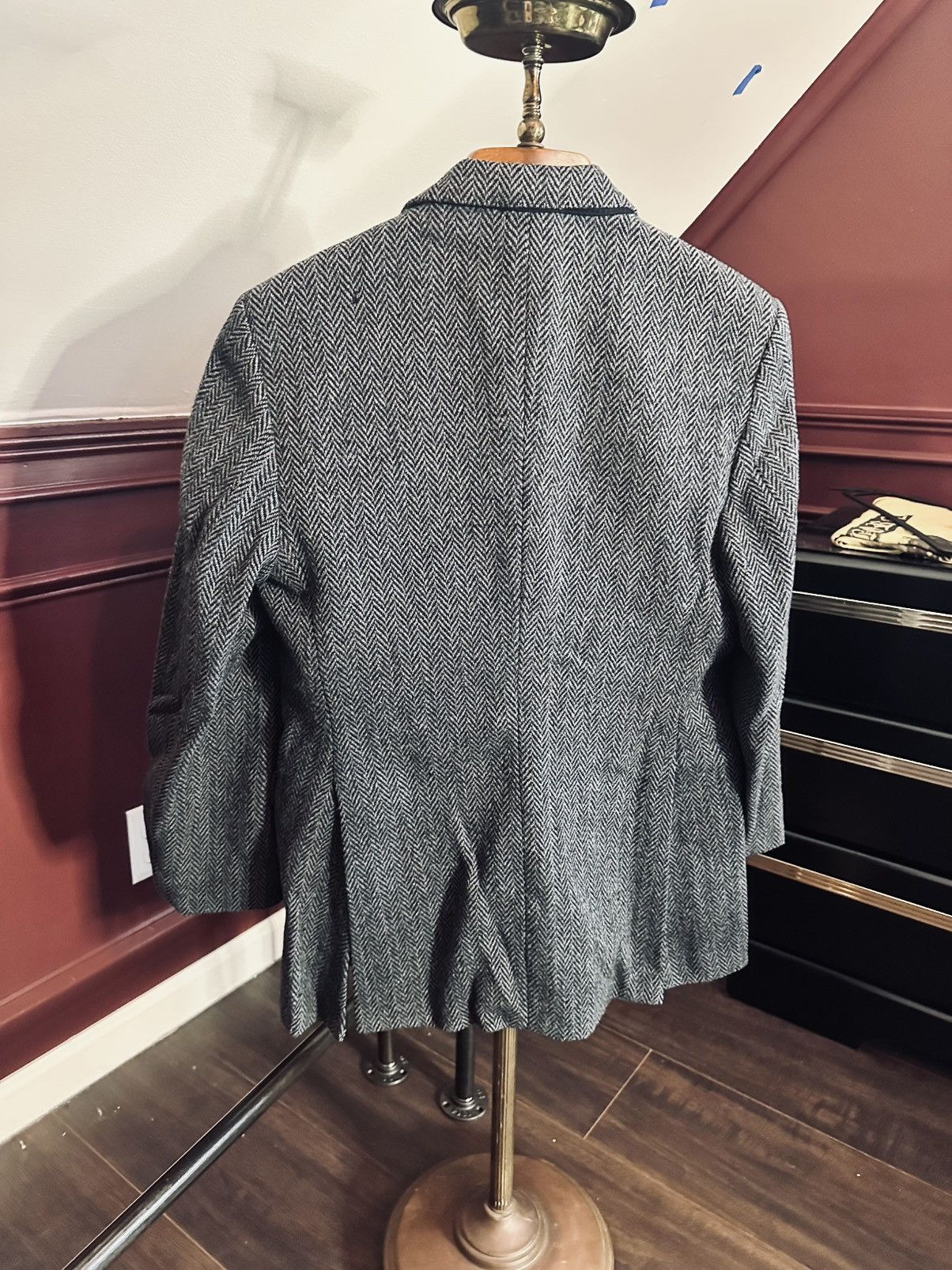 Harris Tweed Vintage gray herringbone Harrods wool jacket tweed Size 38R - 7 Thumbnail